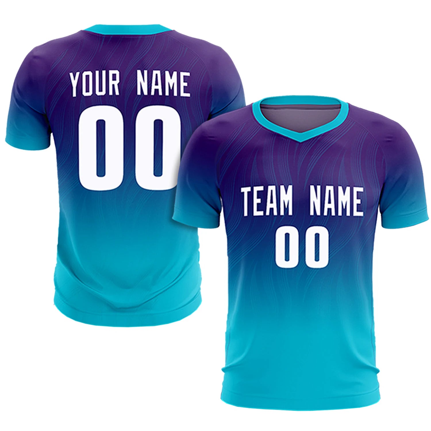 Custom Purple Sky Blue Printing Sportswear Soccer Sets Jersey