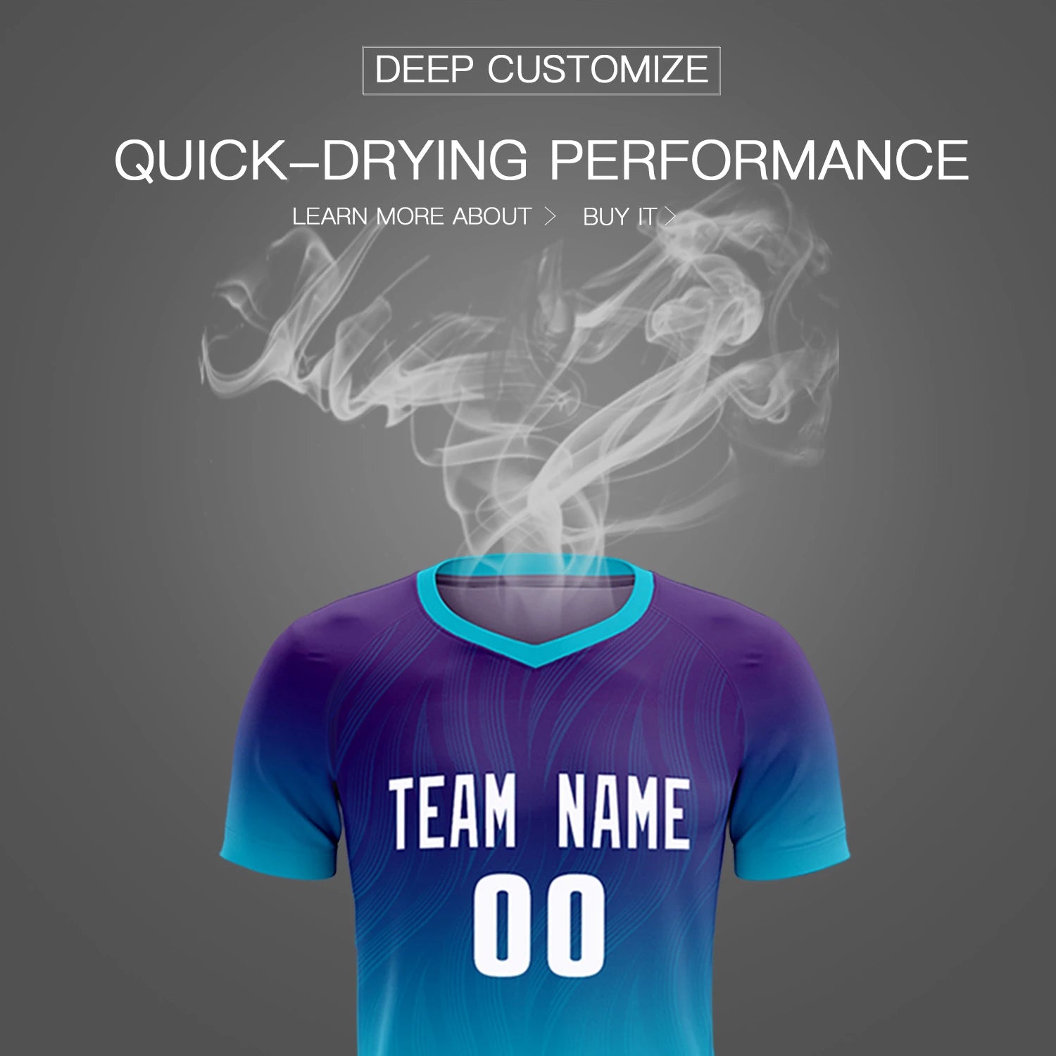 Custom Purple Sky Blue Printing Sportswear Soccer Sets Jersey