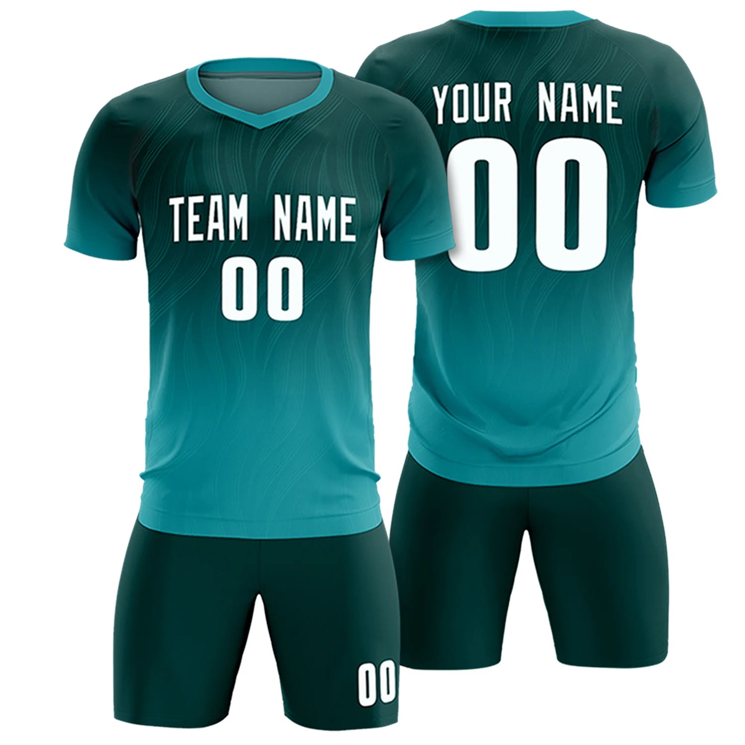 Custom Midnight Green Aqua Printing Sportswear Soccer Sets Jersey