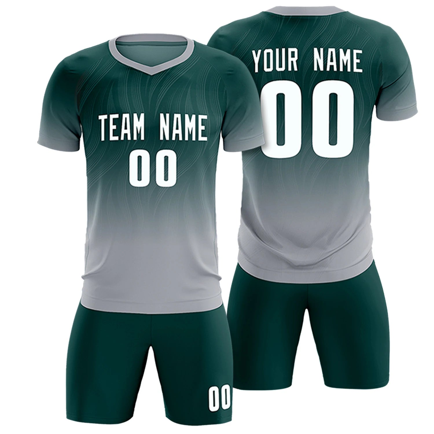 Custom Midnight Green Gray Printing Sportswear Soccer Sets Jersey
