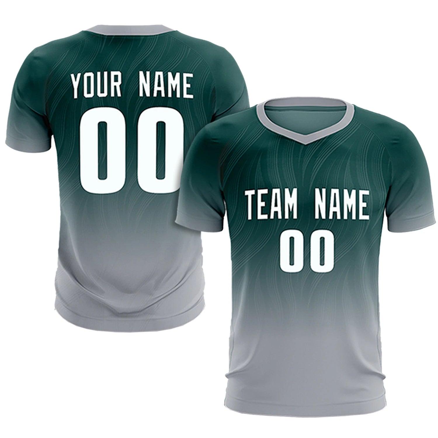 Custom Midnight Green Gray Printing Sportswear Soccer Sets Jersey