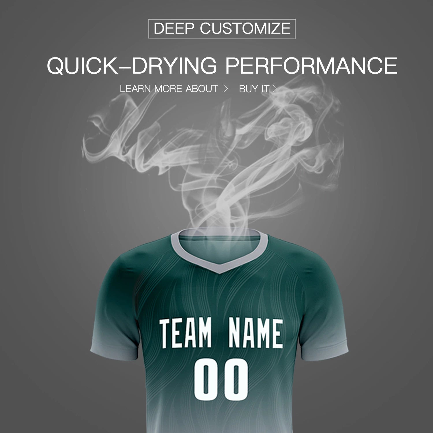 Custom Midnight Green Gray Printing Sportswear Soccer Sets Jersey