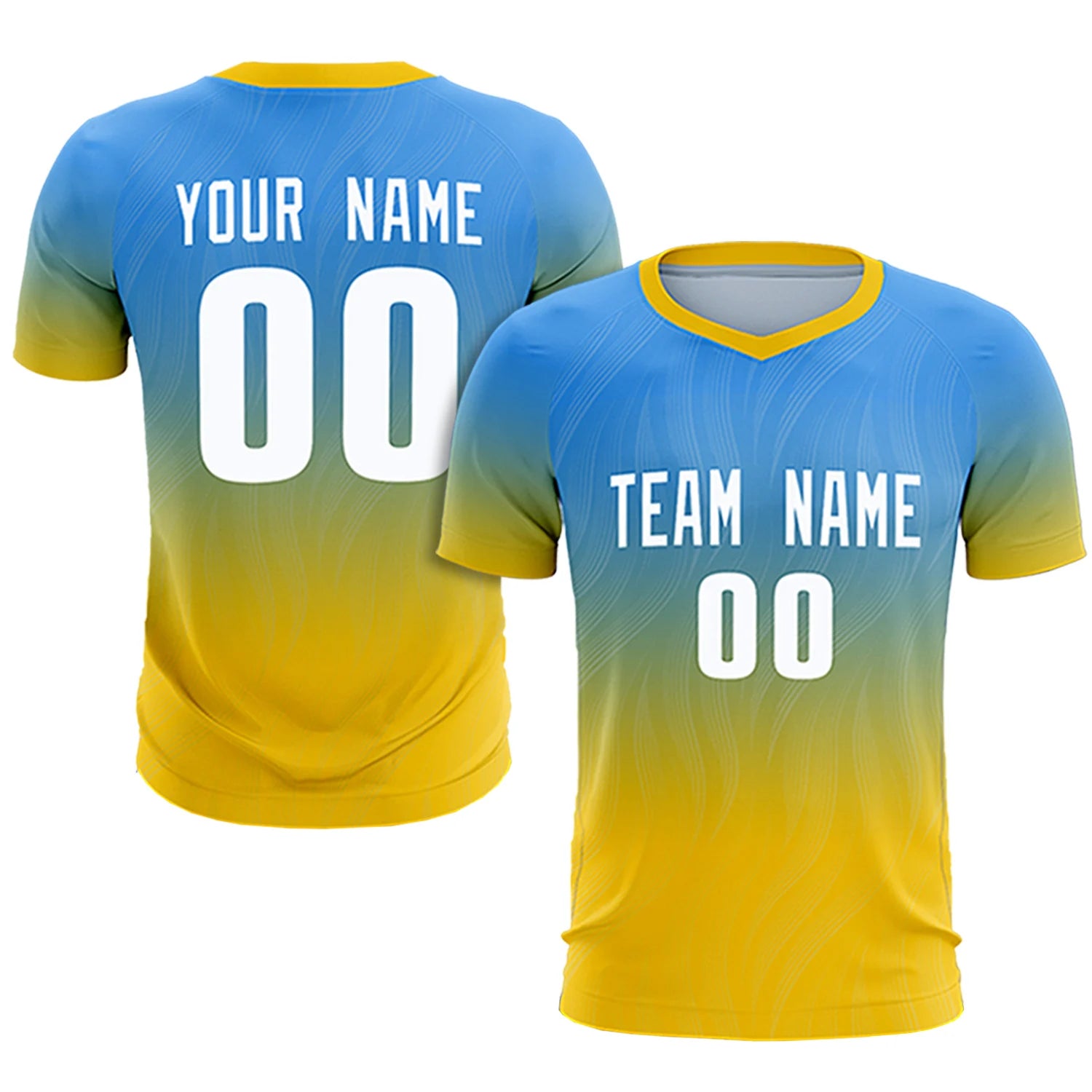 Custom Powder Blue Gold01 Printing Sportswear Soccer Sets Jersey