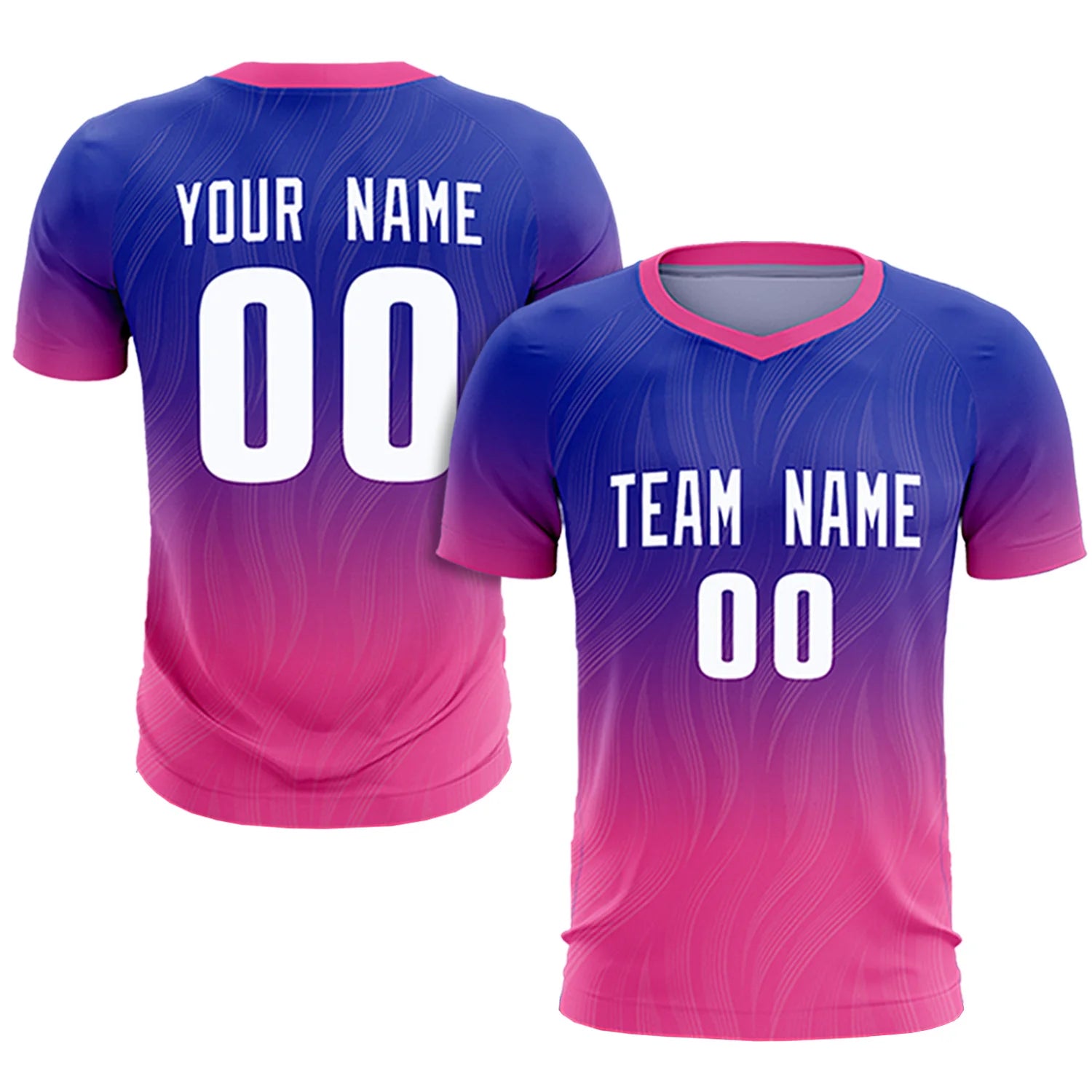 Custom Royal Blue Pink Printing Sportswear Soccer Sets Jersey
