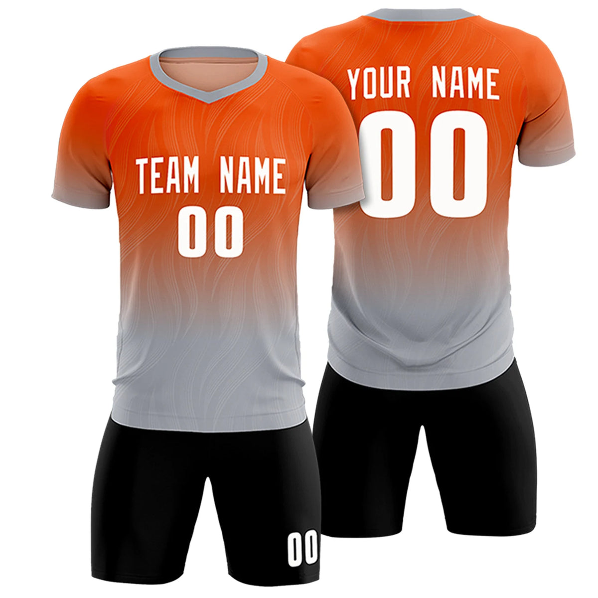 Custom Orange Gray Printing Sportswear Soccer Sets Jersey