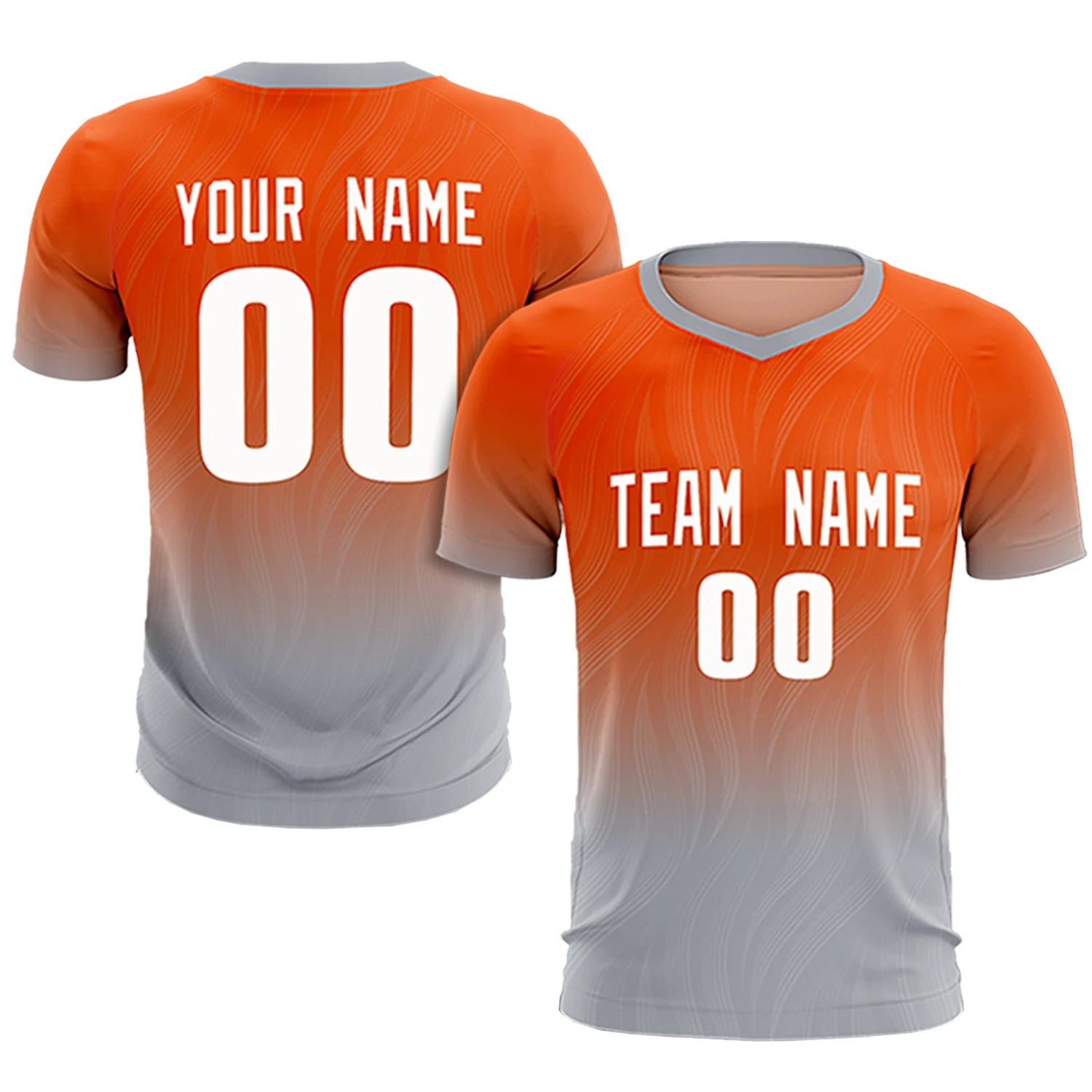 Custom Orange Gray Printing Sportswear Soccer Sets Jersey