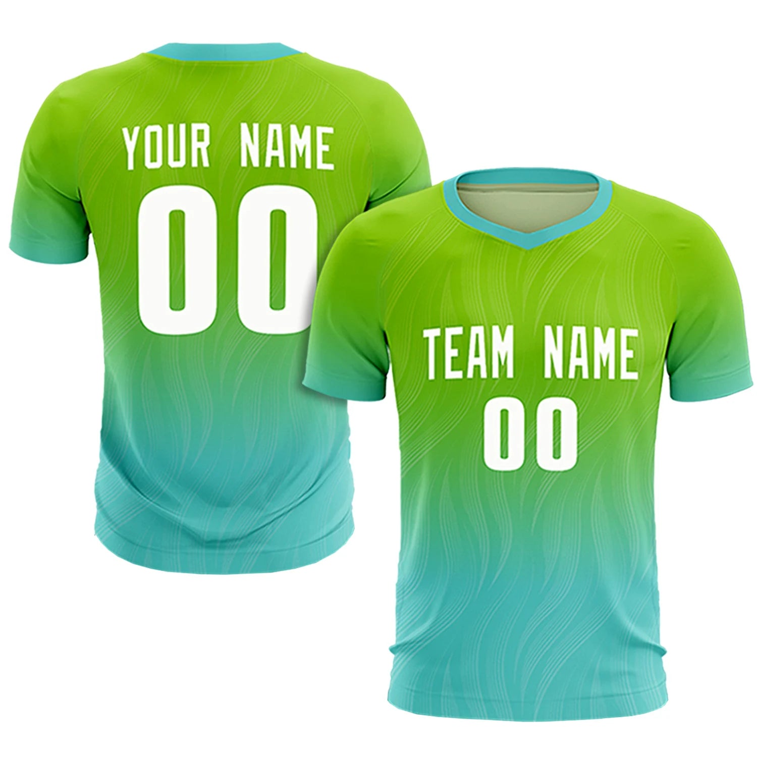 Custom Neon Green Aqua Printing Sportswear Soccer Sets Jersey