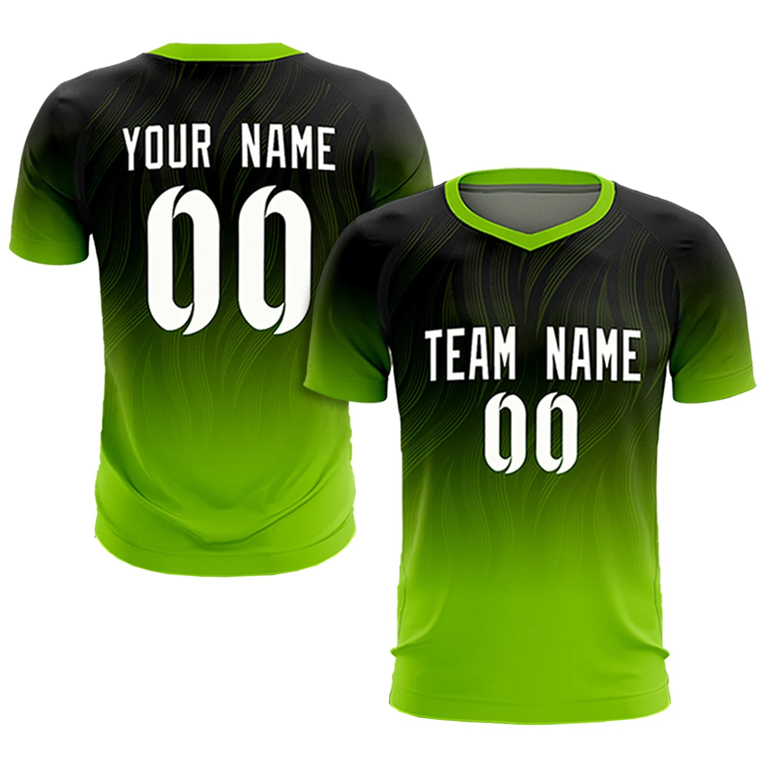 Custom Black Neon Green Printing Sportswear Soccer Sets Jersey