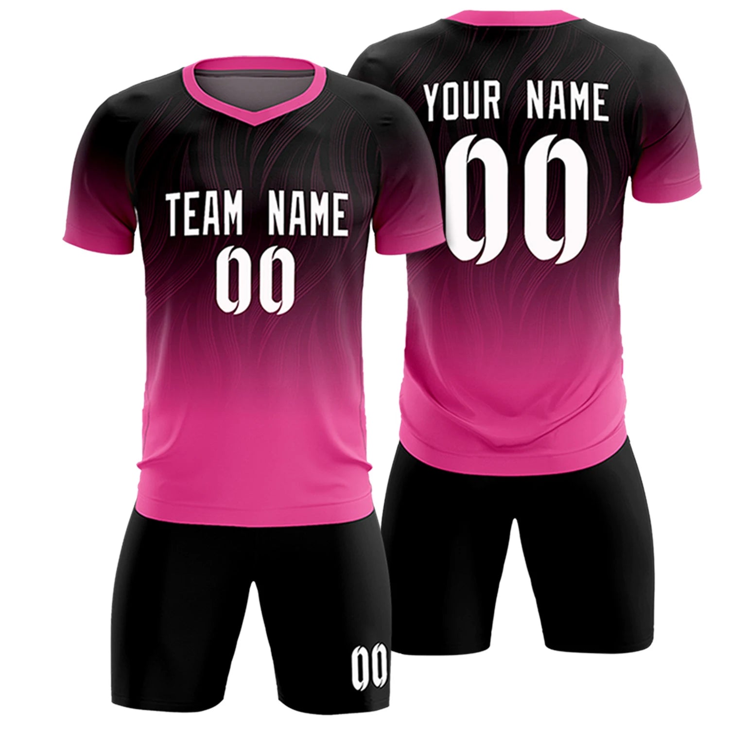 Custom Black Pink Printing Sportswear Soccer Sets Jersey