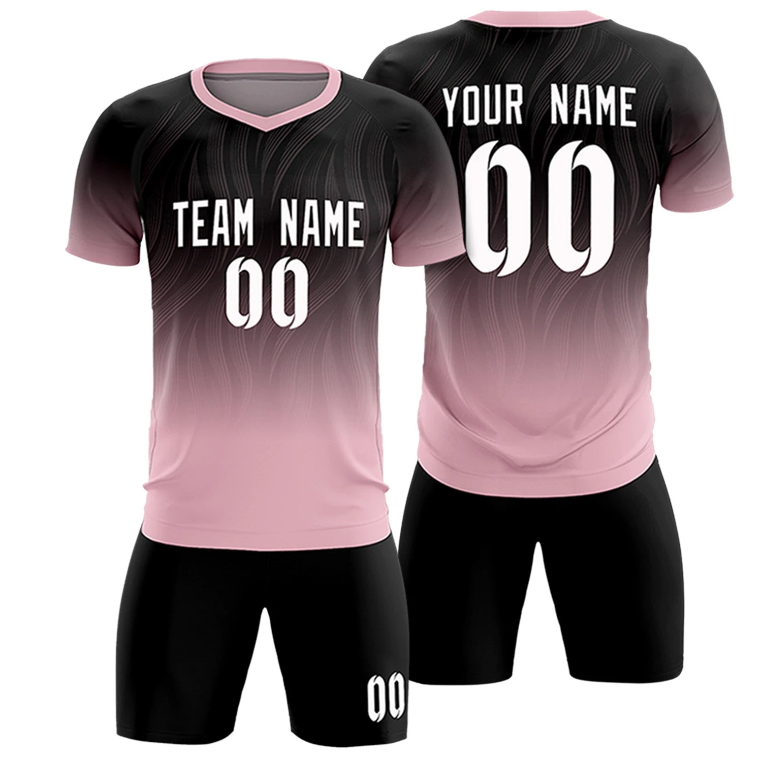 Custom Black Light Pink Printing Sportswear Soccer Sets Jersey