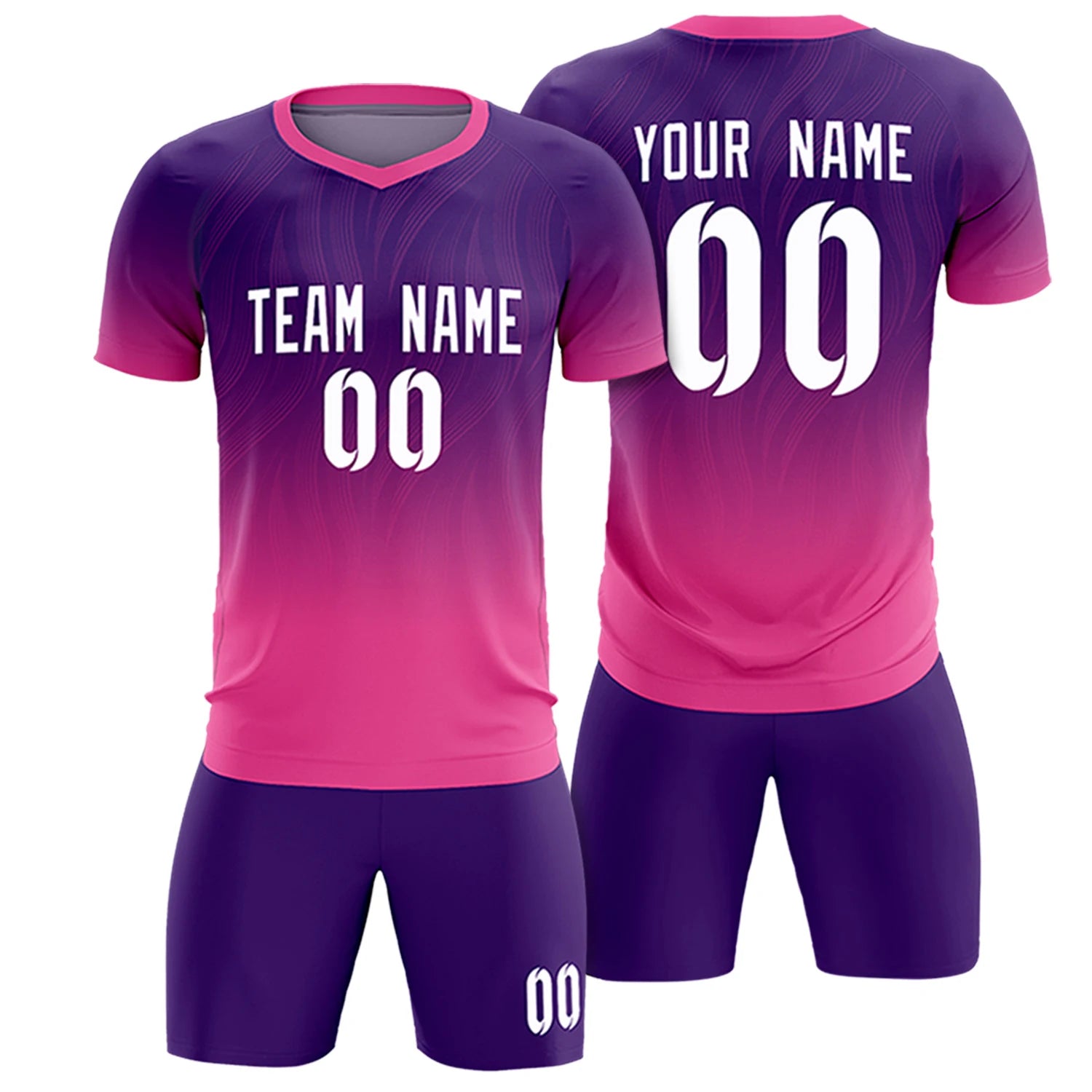 Custom Purple Pink Printing Sportswear Soccer Sets Jersey