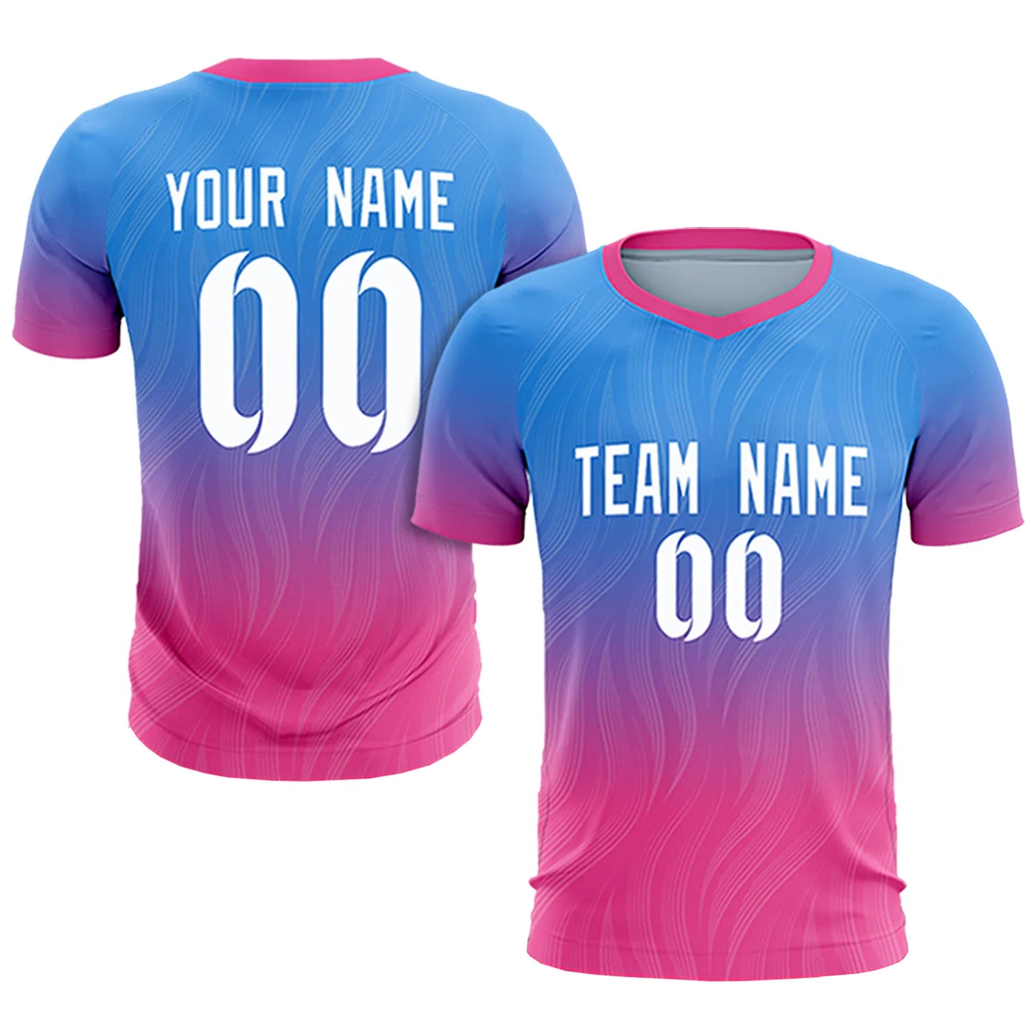 Custom Powder Blue Pink Printing Sportswear Soccer Sets Jersey