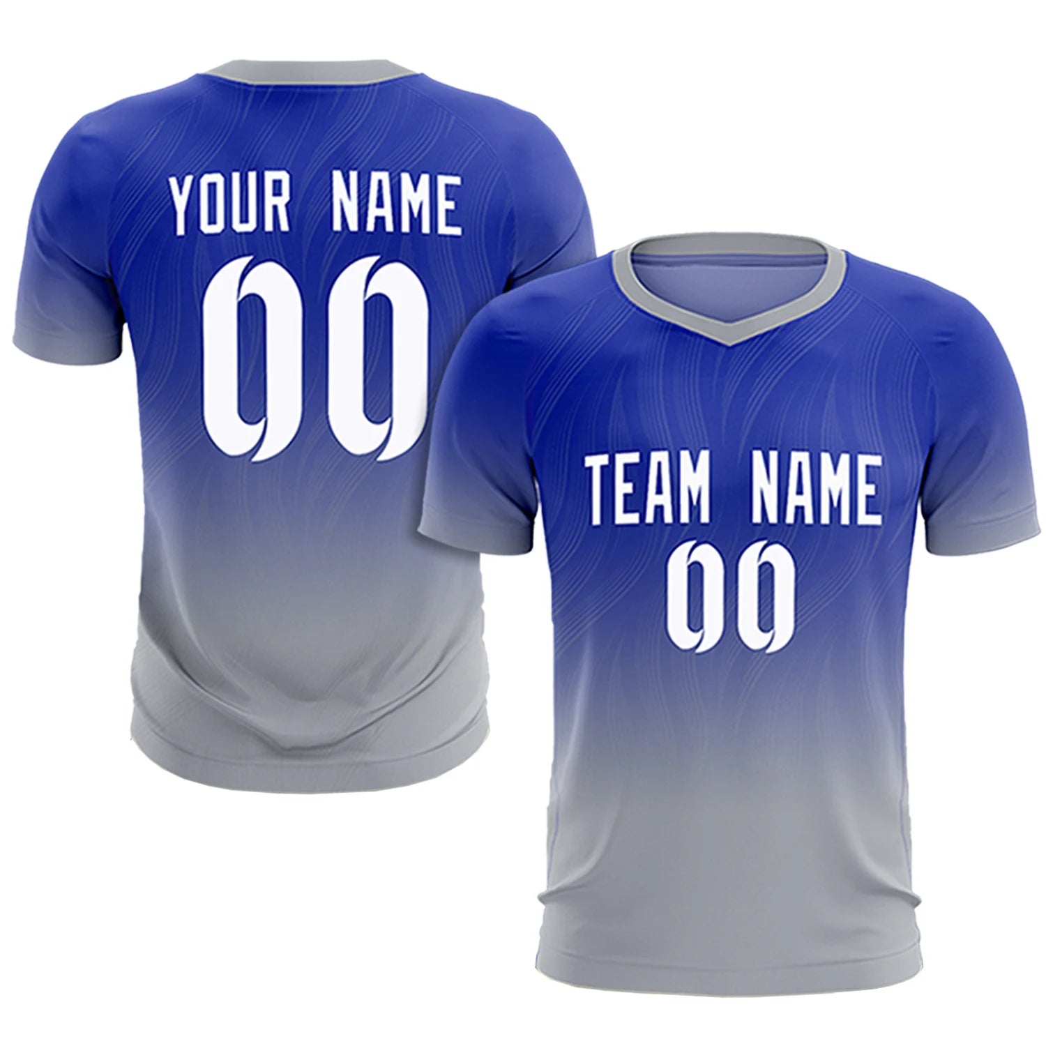 Custom Royal Blue Gray Printing Sportswear Soccer Sets Jersey