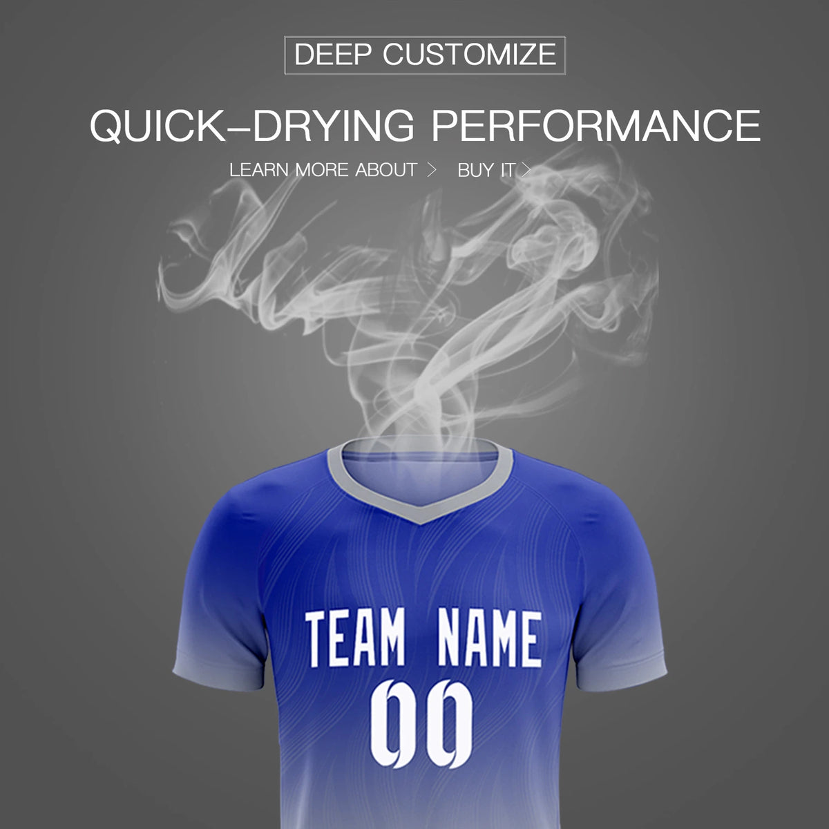 Custom Royal Blue Gray Printing Sportswear Soccer Sets Jersey