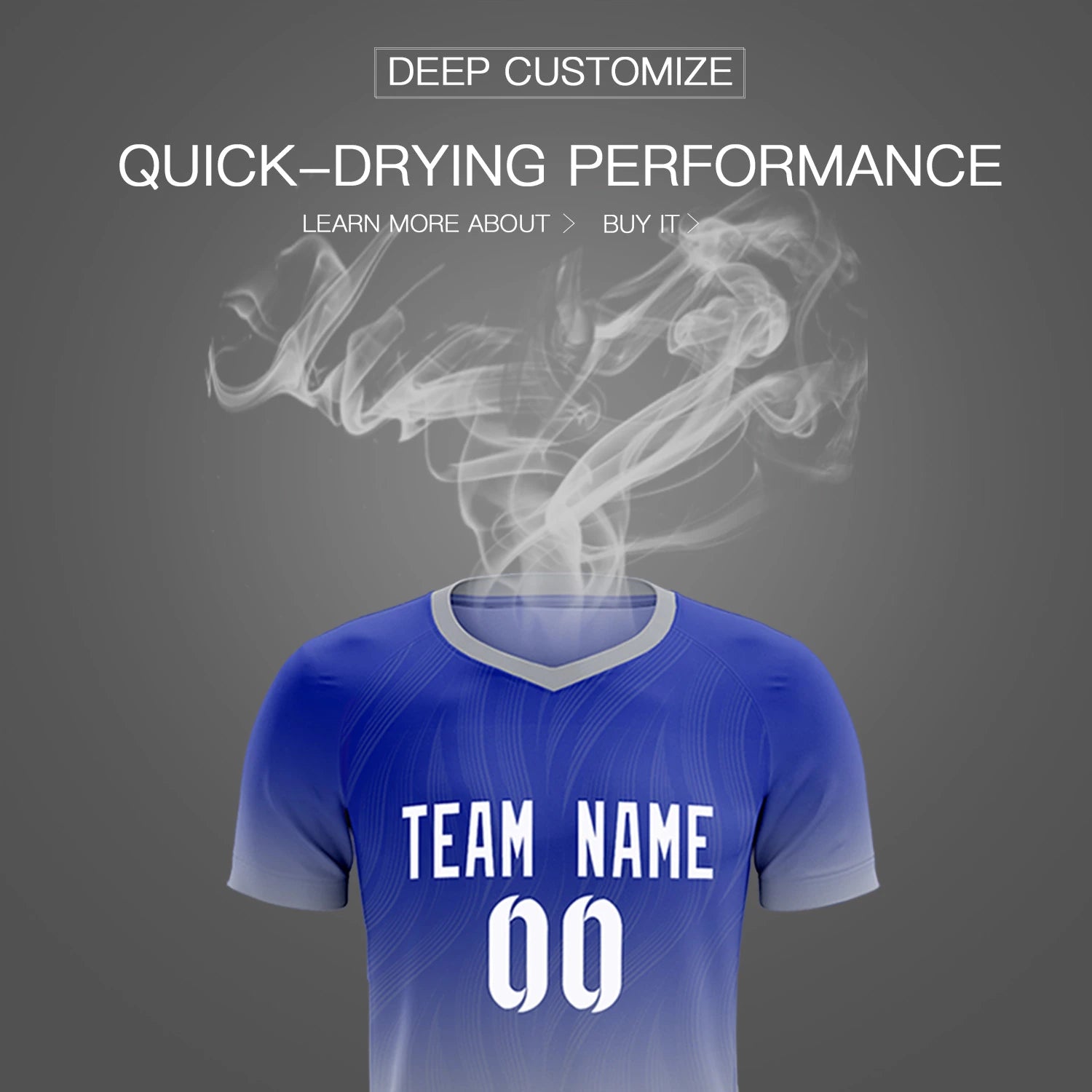 Custom Royal Blue Gray Printing Sportswear Soccer Sets Jersey