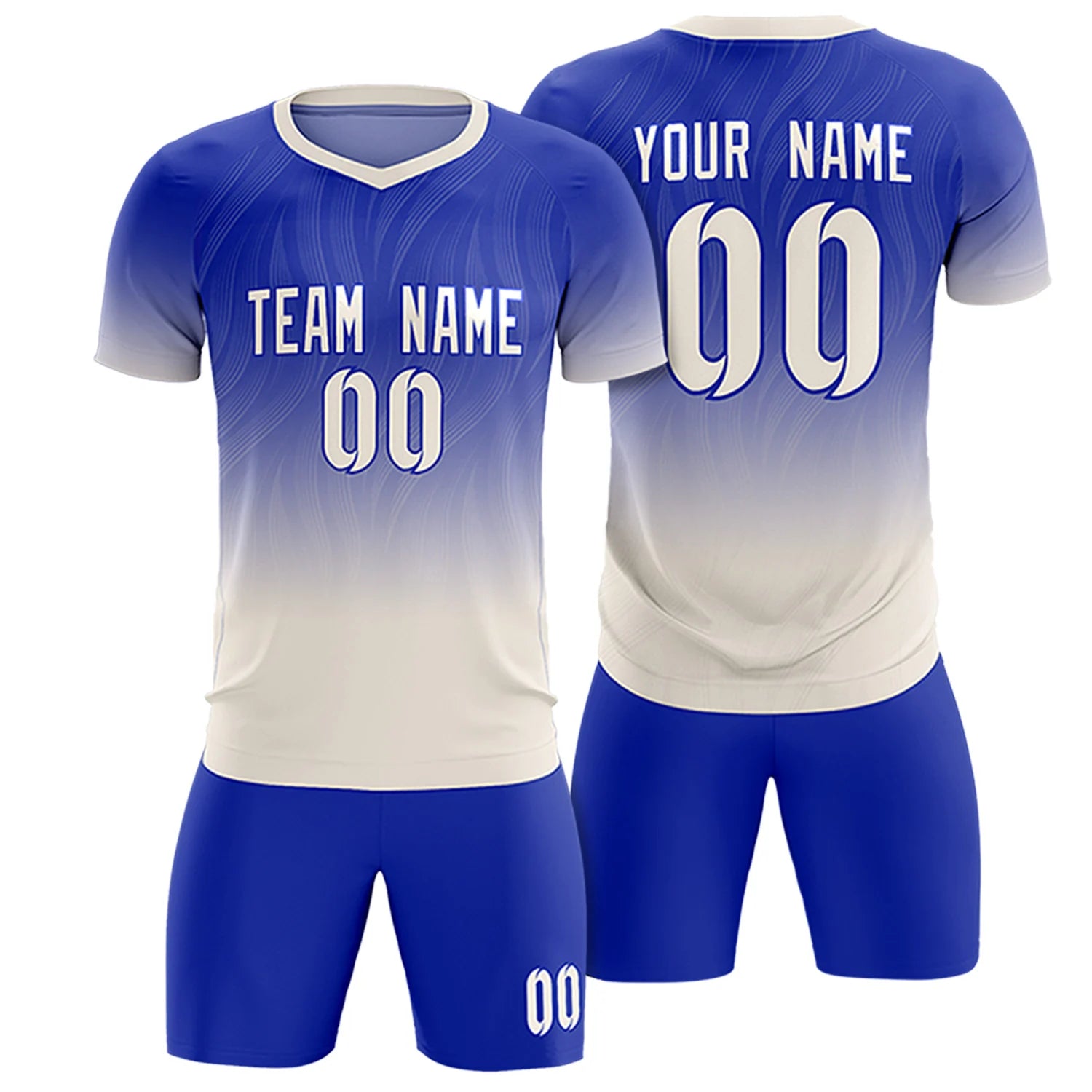 Custom Royal Blue Khaki Printing Sportswear Soccer Sets Jersey