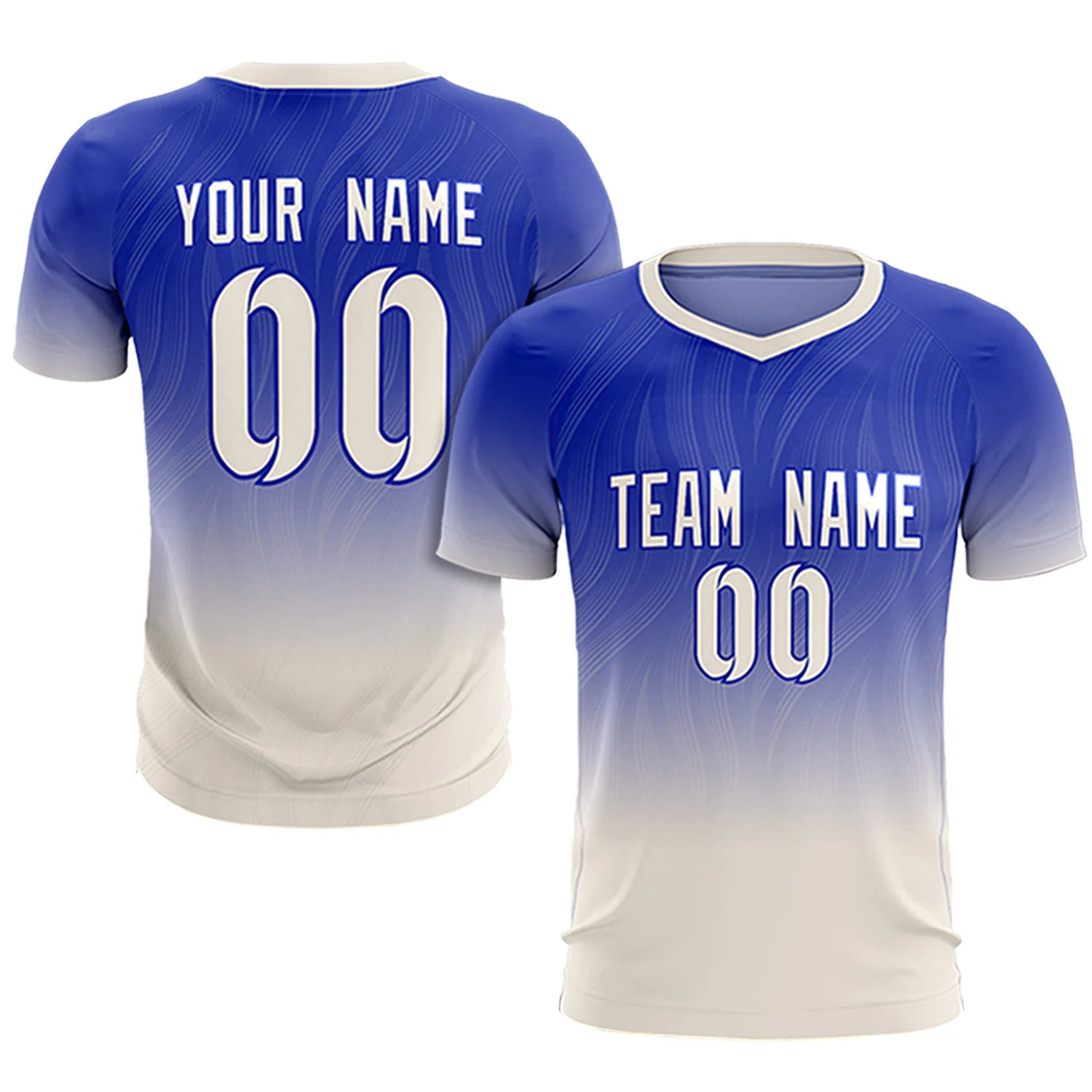 Custom Royal Blue Khaki Printing Sportswear Soccer Sets Jersey