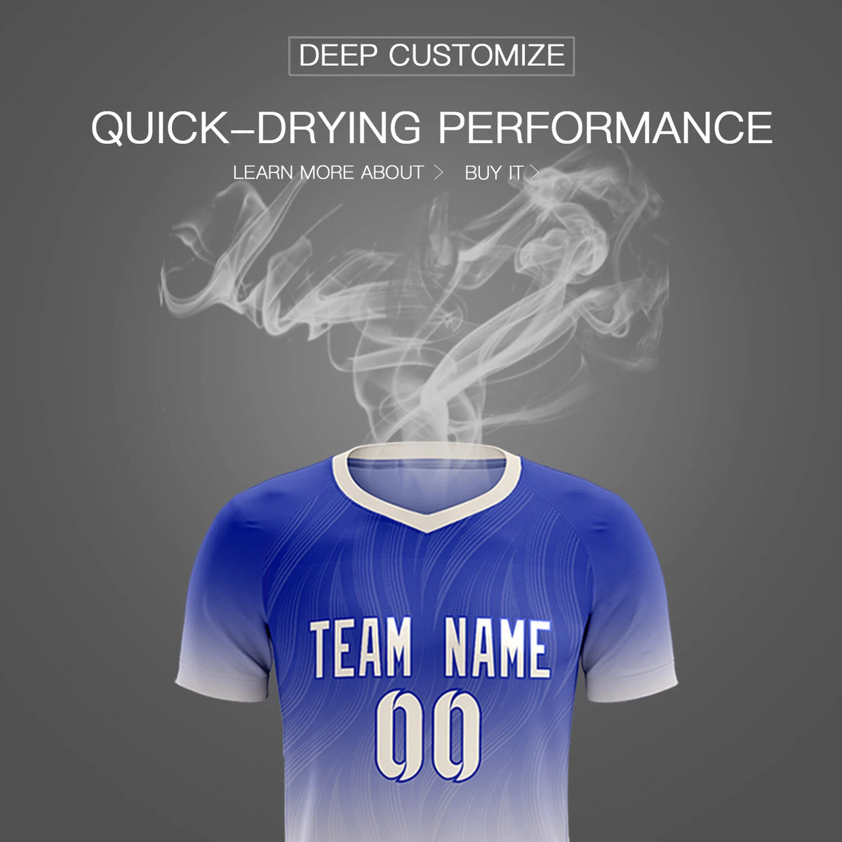 Custom Royal Blue Khaki Printing Sportswear Soccer Sets Jersey