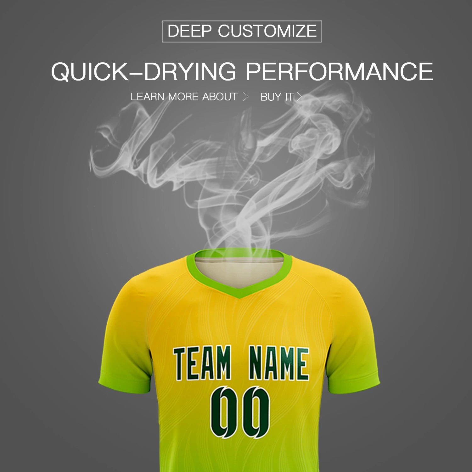 Custom Gold01 Neon Green Printing Sportswear Soccer Sets Jersey