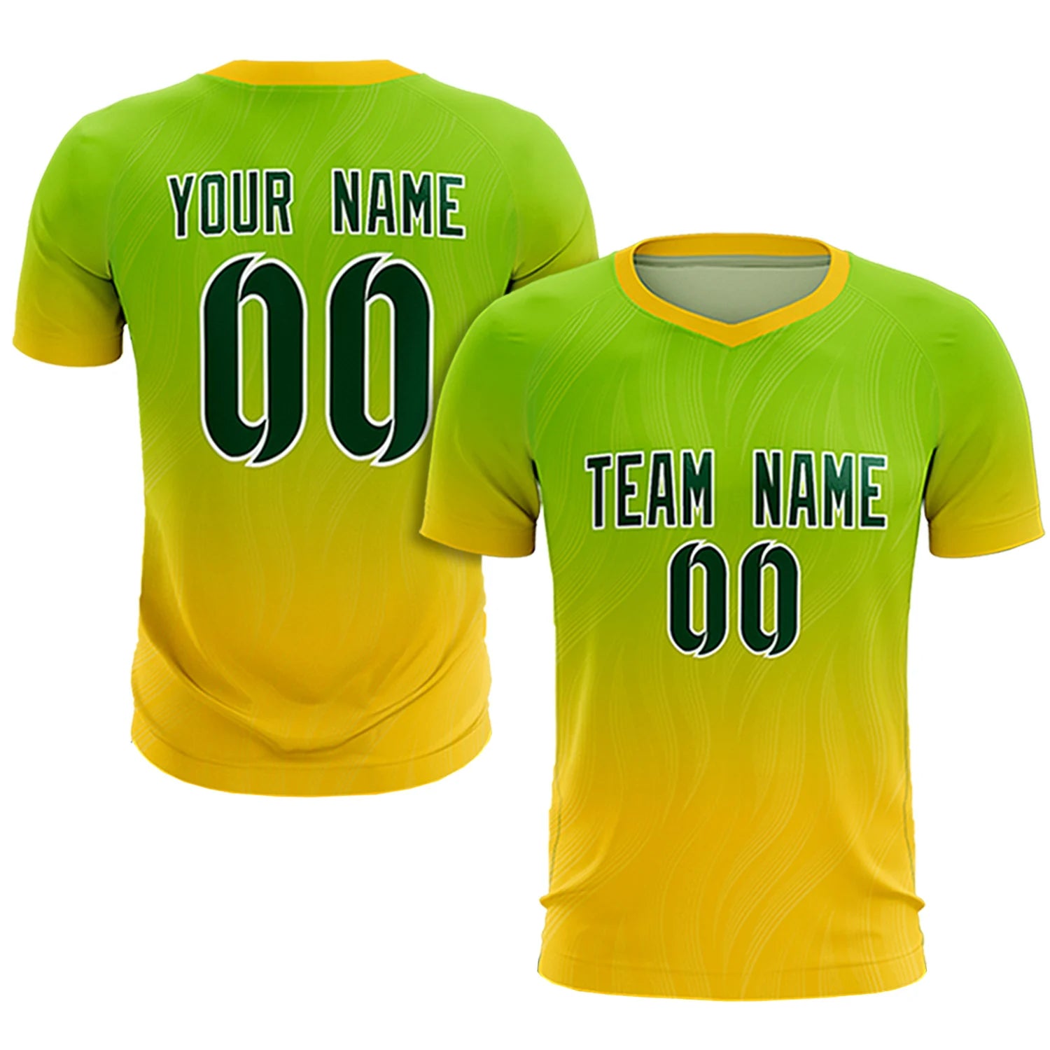 Custom Neon Green Gold01 Printing Sportswear Soccer Sets Jersey
