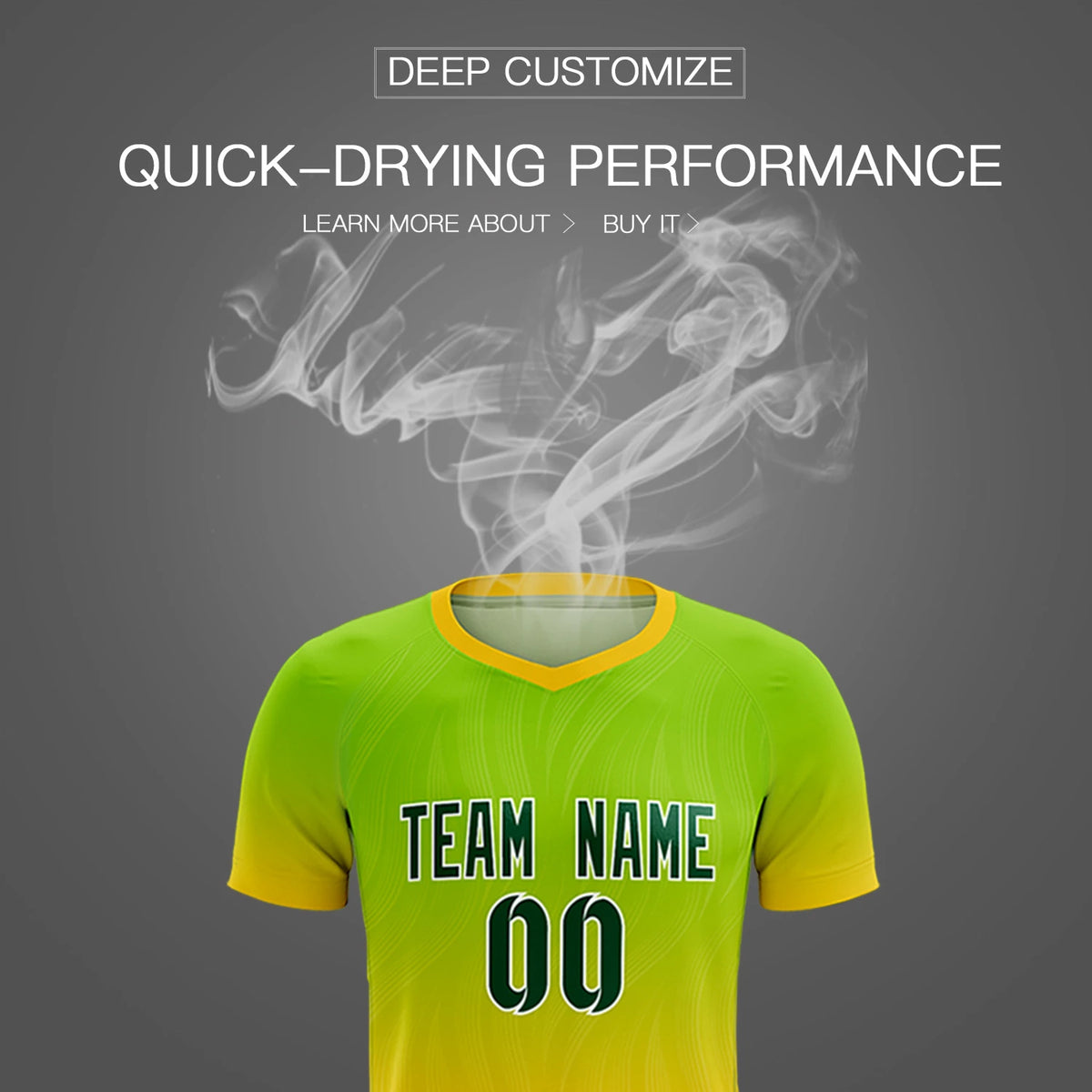 Custom Neon Green Gold01 Printing Sportswear Soccer Sets Jersey