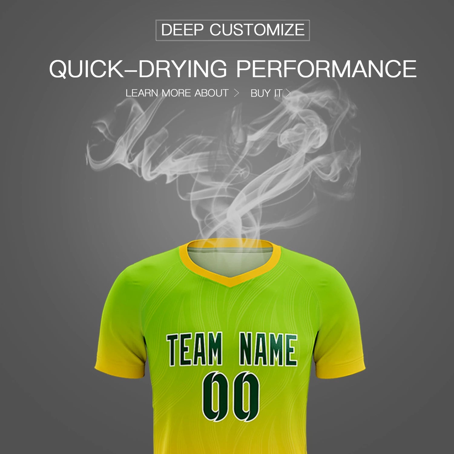 Custom Neon Green Gold01 Printing Sportswear Soccer Sets Jersey