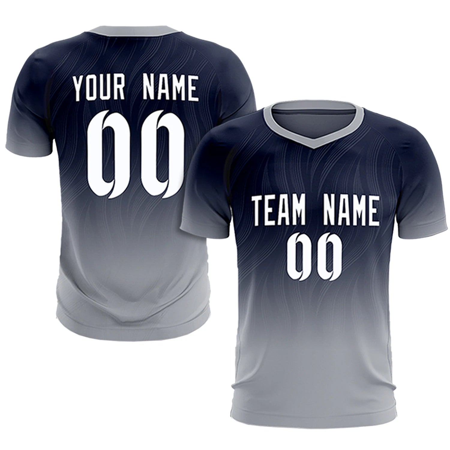 Custom Navy Gray Printing Sportswear Soccer Sets Jersey