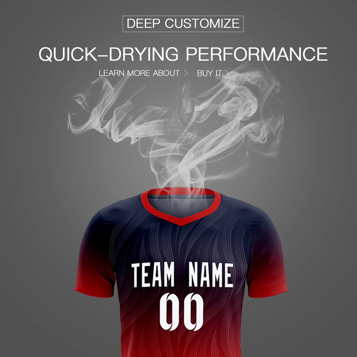 Custom Navy Red Printing Sportswear Soccer Sets Jersey