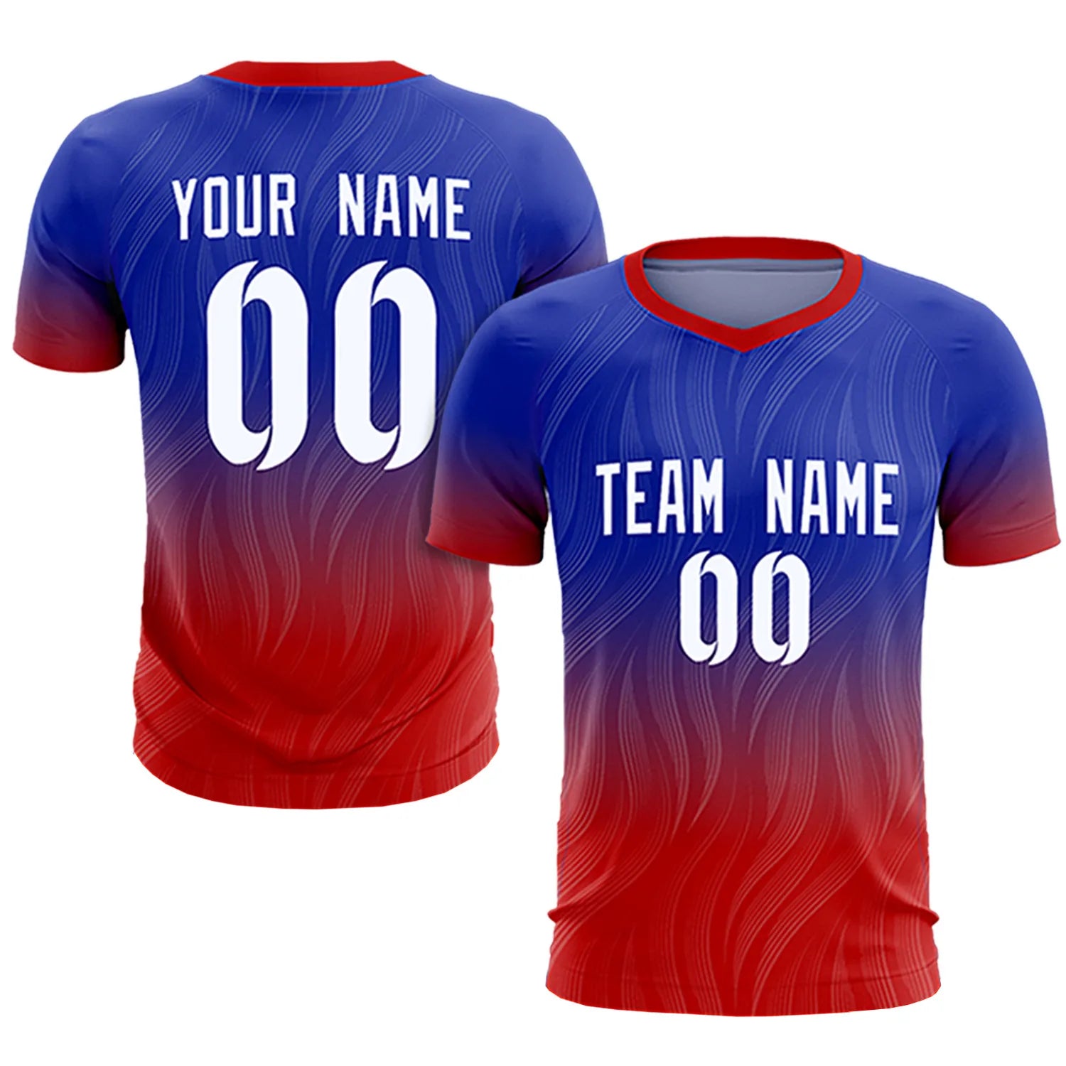 Custom Royal Blue Red Printing Sportswear Soccer Sets Jersey