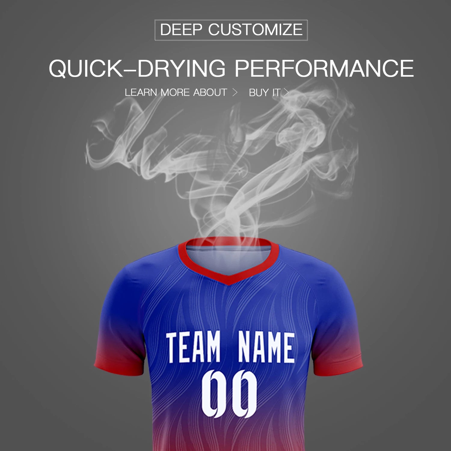 Custom Royal Blue Red Printing Sportswear Soccer Sets Jersey