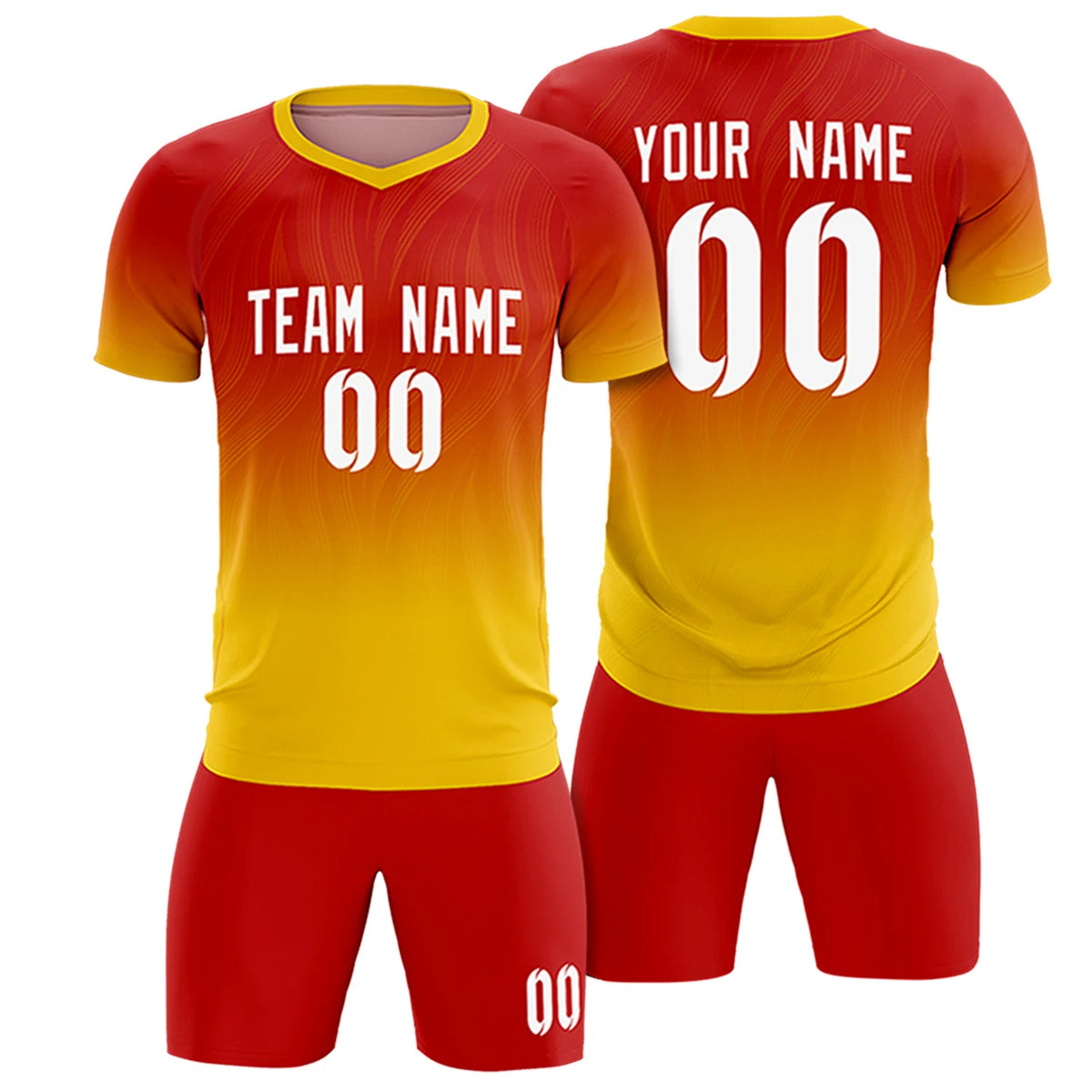 Custom Red Gold01 Printing Sportswear Soccer Sets Jersey