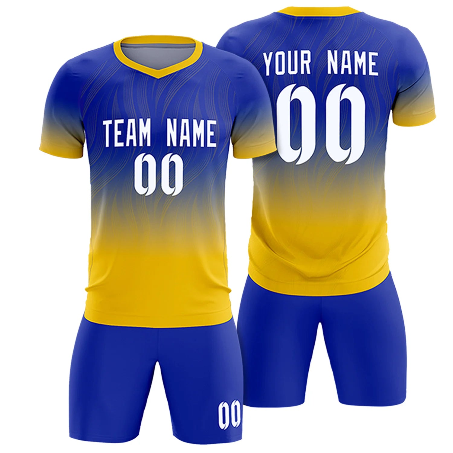 Custom Royal Blue Gold01 Printing Sportswear Soccer Sets Jersey