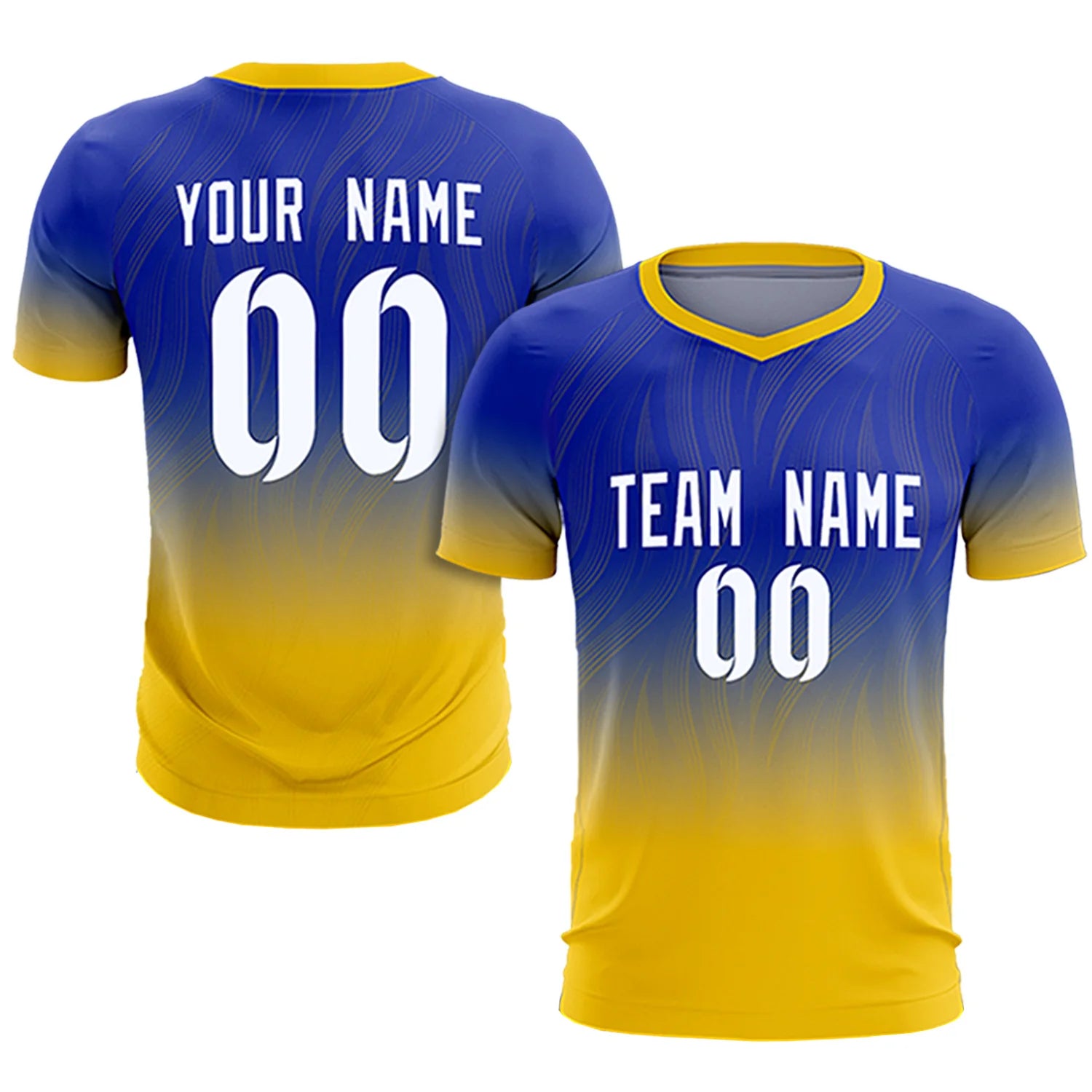 Custom Royal Blue Gold01 Printing Sportswear Soccer Sets Jersey
