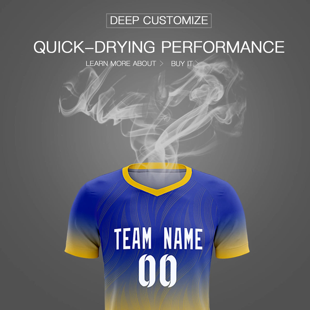 Custom Royal Blue Gold01 Printing Sportswear Soccer Sets Jersey