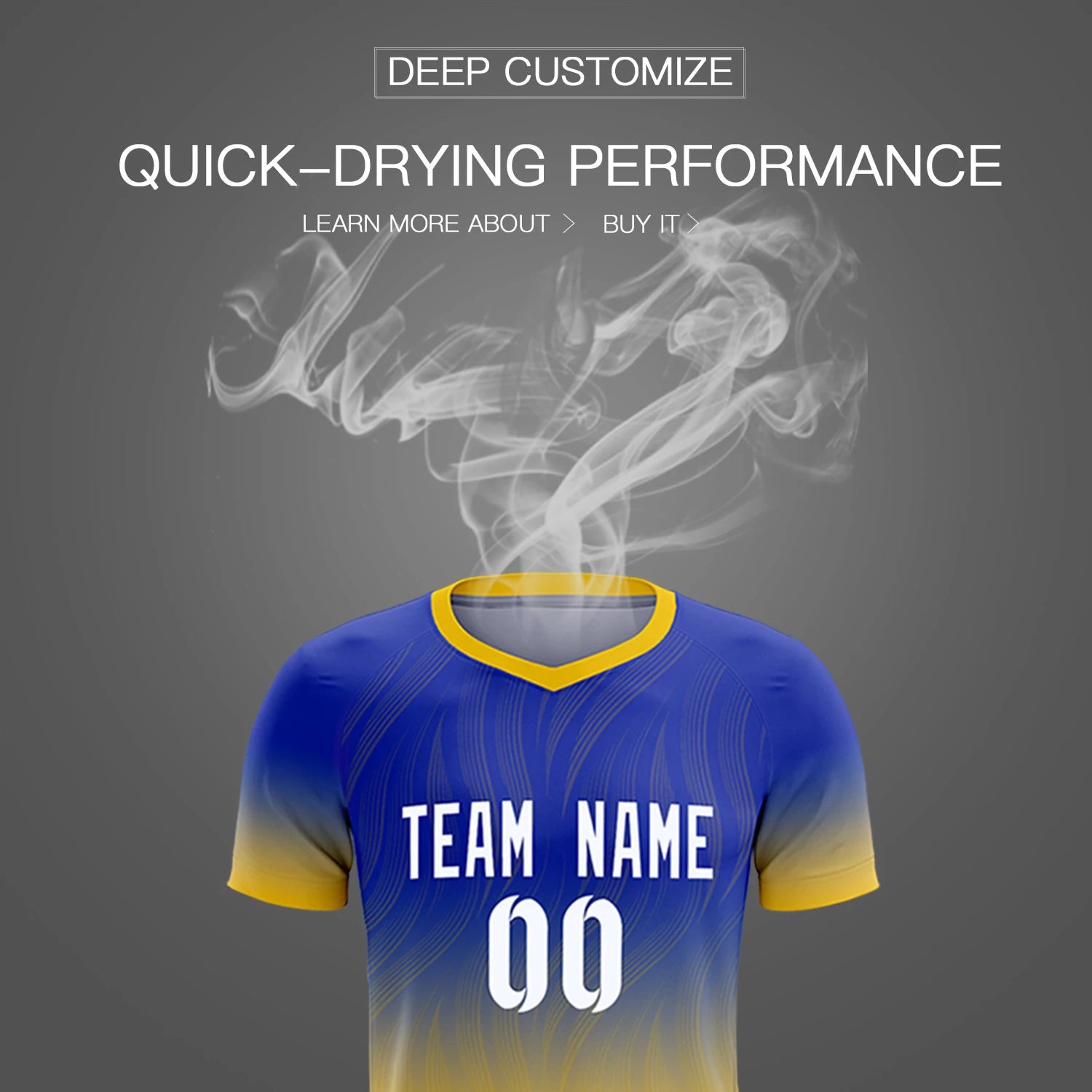 Custom Royal Blue Gold01 Printing Sportswear Soccer Sets Jersey