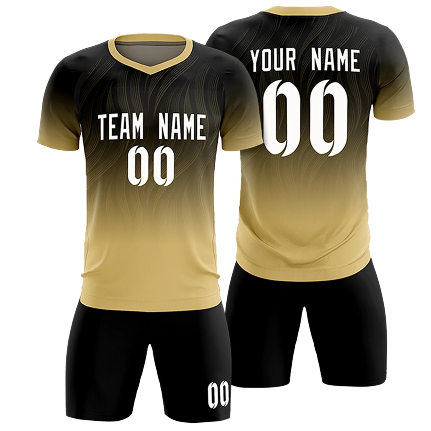 Custom Black Khaki Printing Sportswear Soccer Sets Jersey