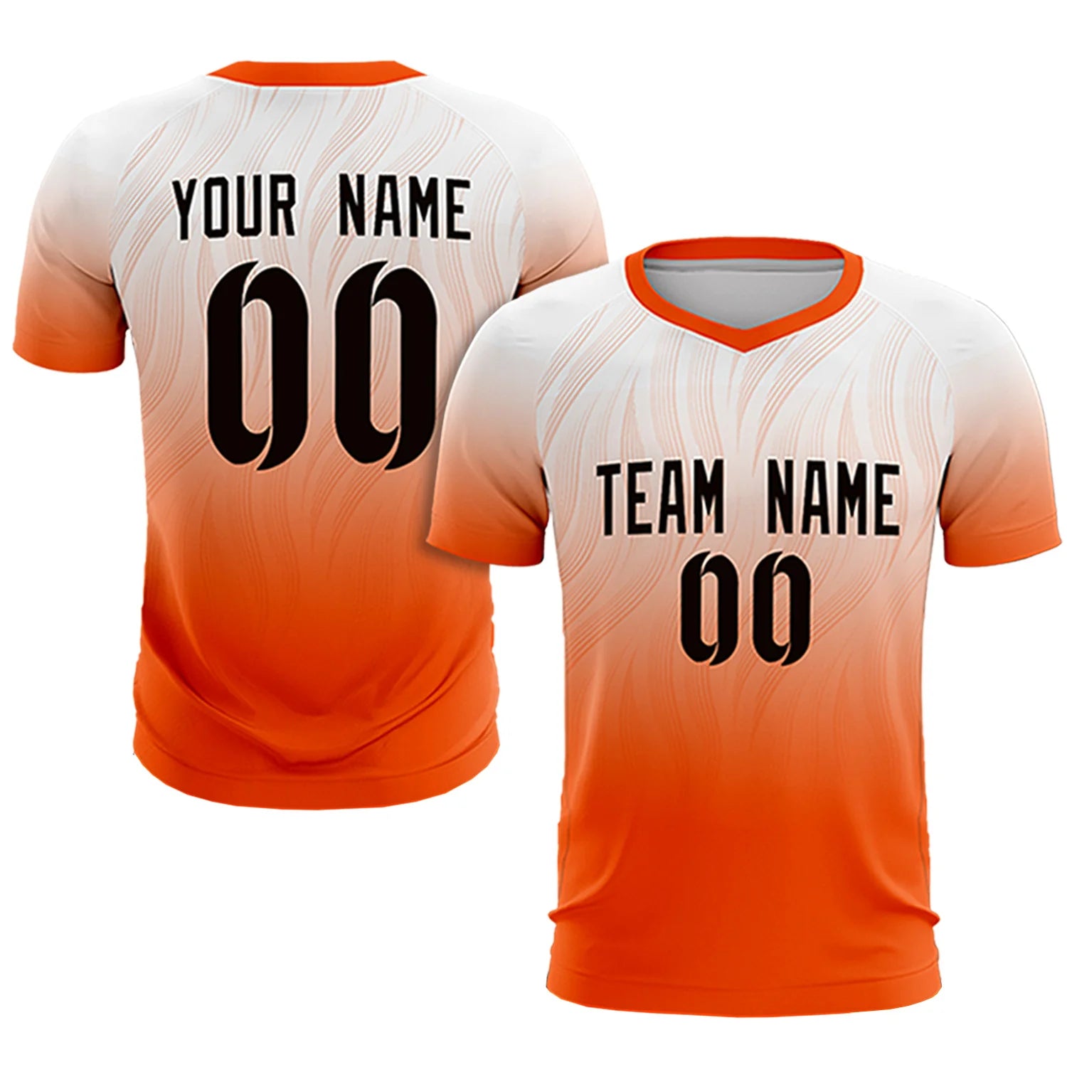 Custom White Orange Printing Sportswear Soccer Sets Jersey