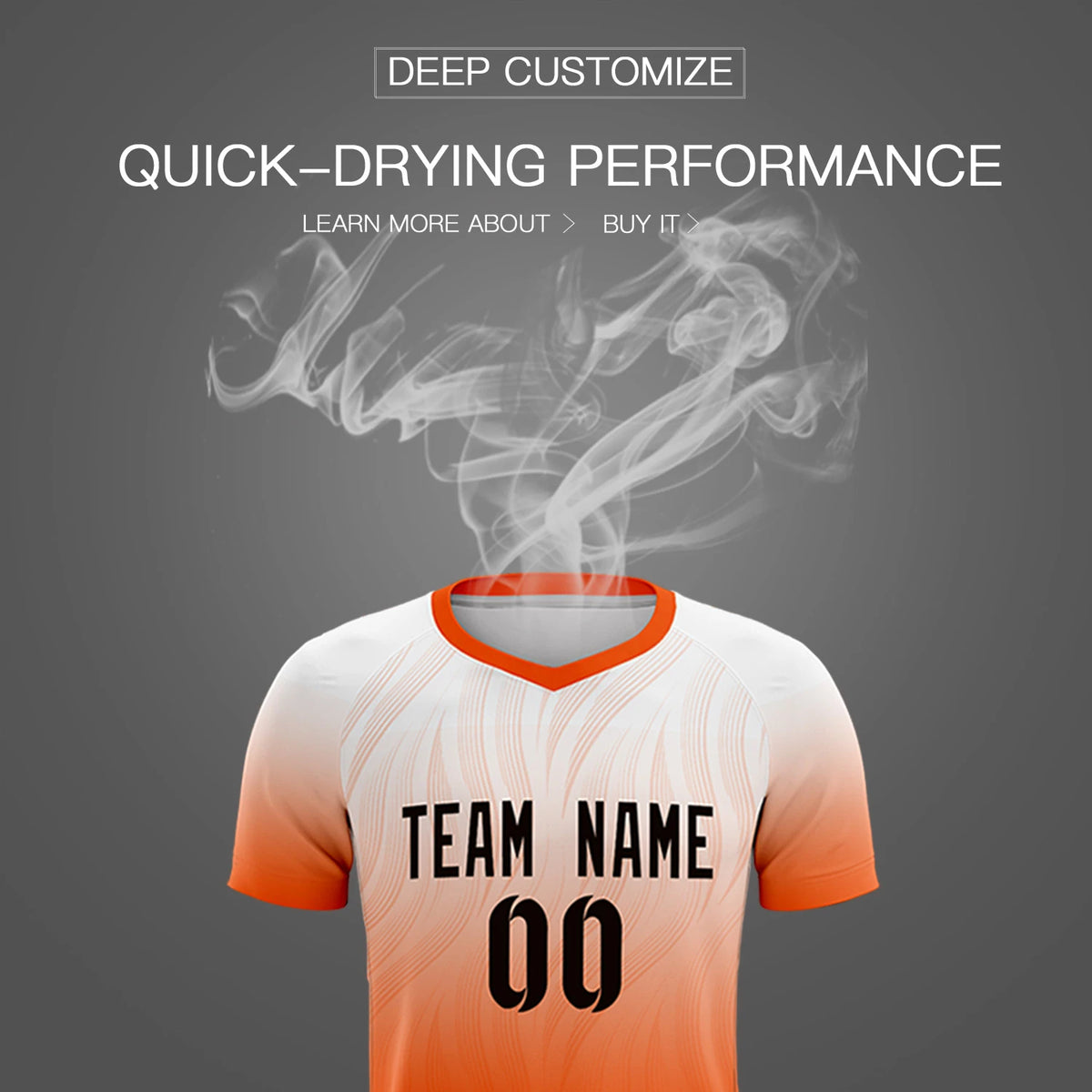 Custom White Orange Printing Sportswear Soccer Sets Jersey