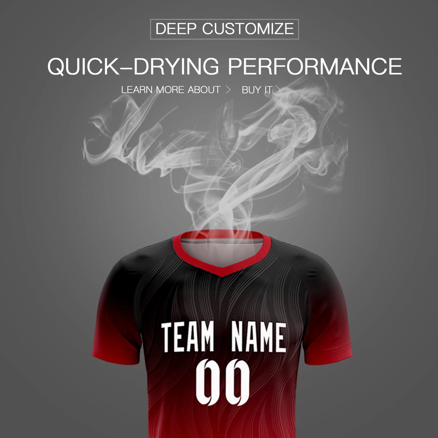 Custom Black Red Printing Sportswear Soccer Sets Jersey