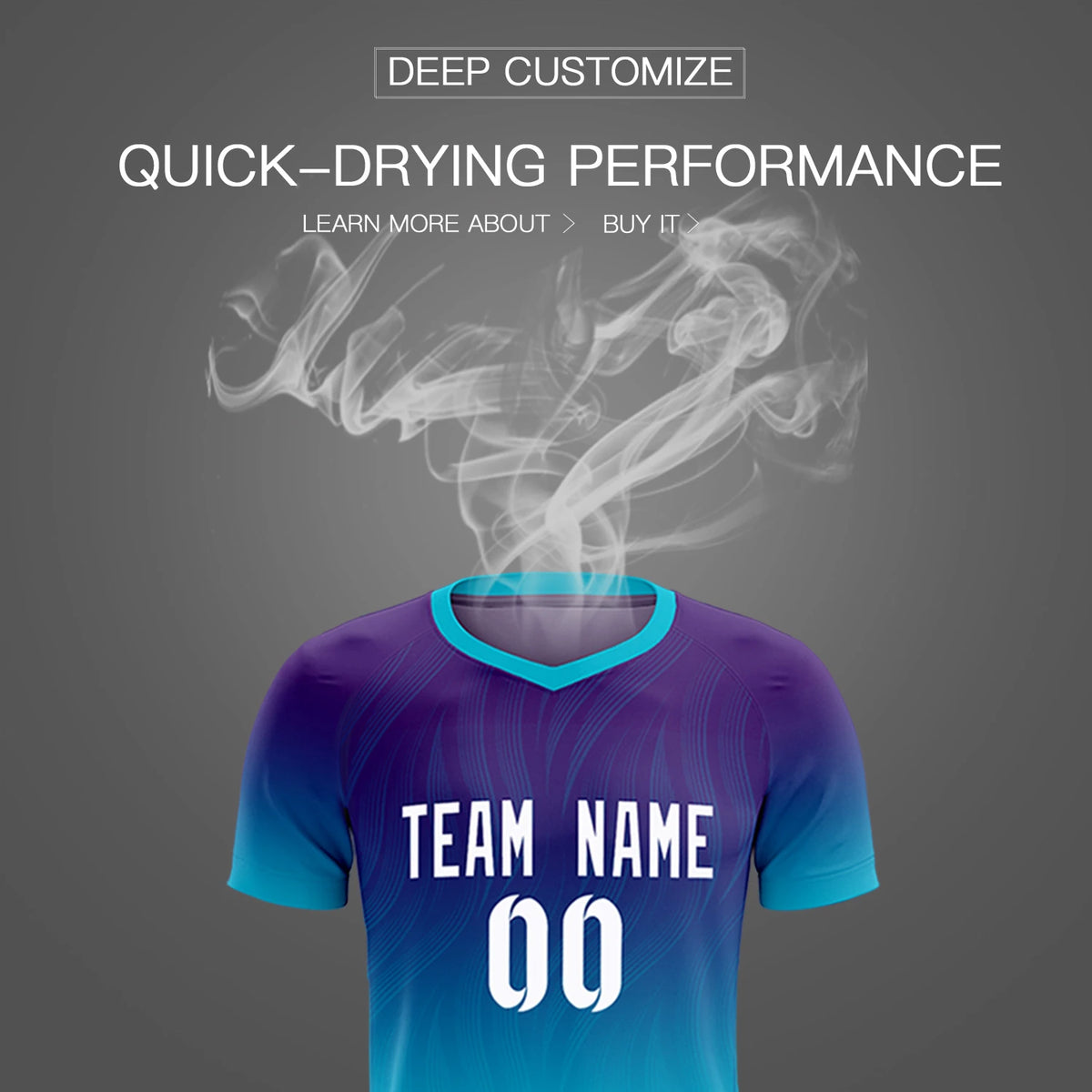 Custom Purple Sky Blue Printing Sportswear Soccer Sets Jersey