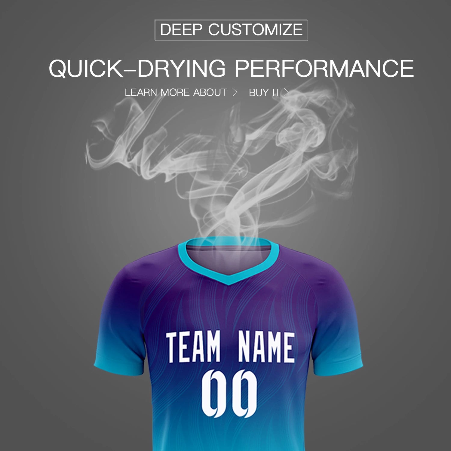Custom Purple Sky Blue Printing Sportswear Soccer Sets Jersey
