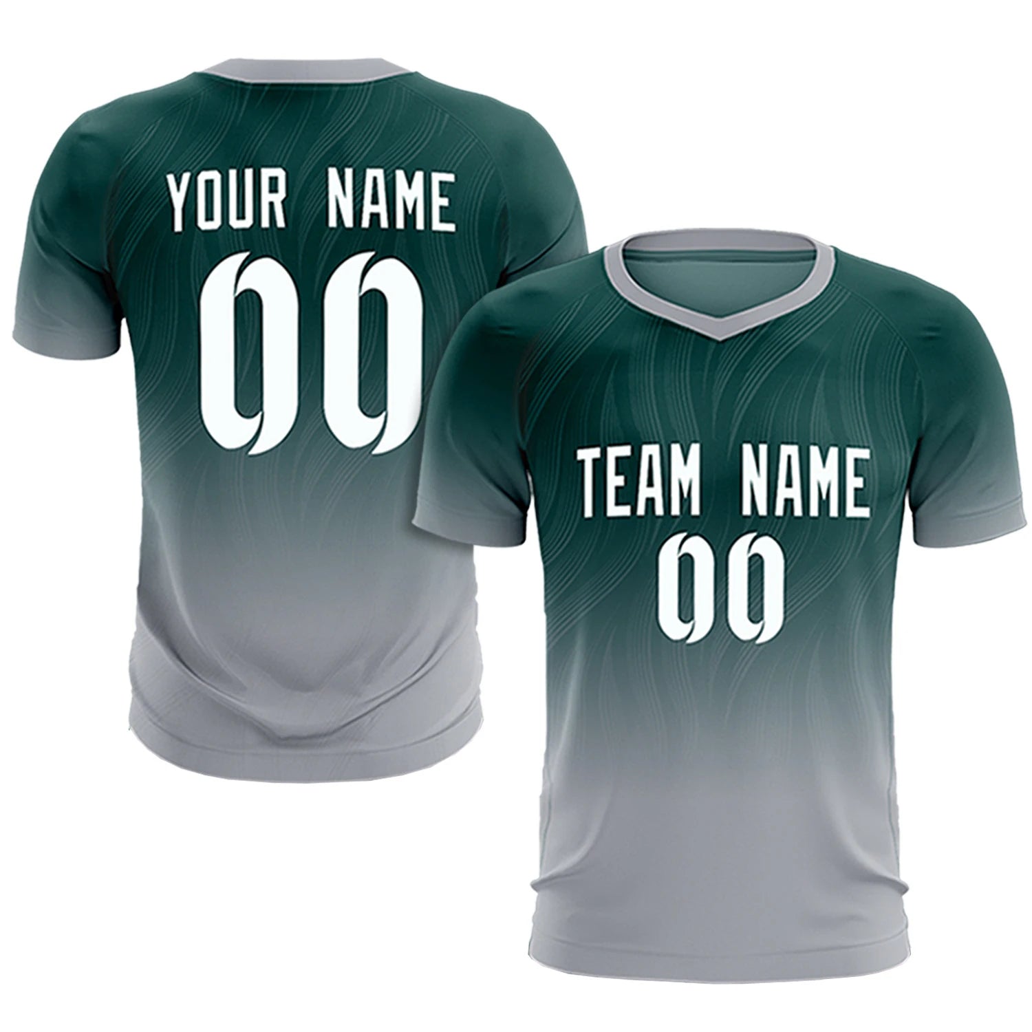 Custom Midnight Green Gray Printing Sportswear Soccer Sets Jersey