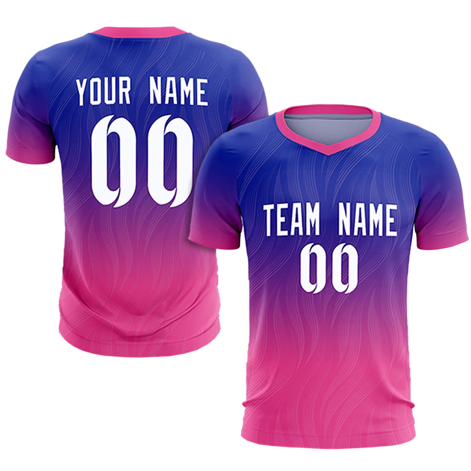 Custom Royal Blue Pink Printing Sportswear Soccer Sets Jersey