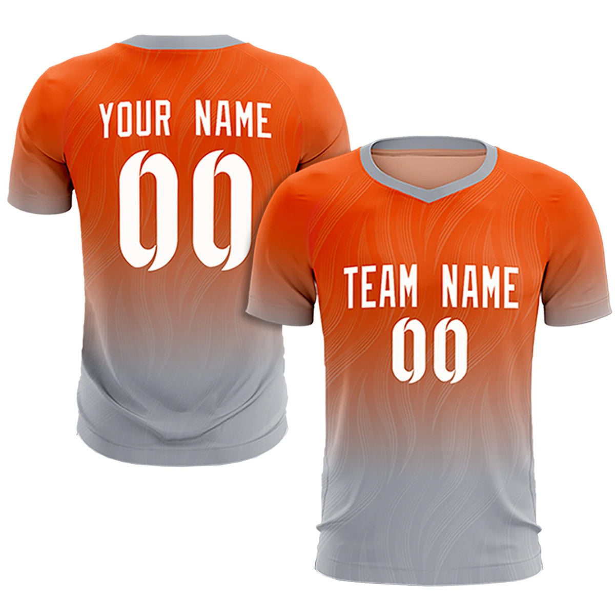 Custom Orange Gray Printing Sportswear Soccer Sets Jersey