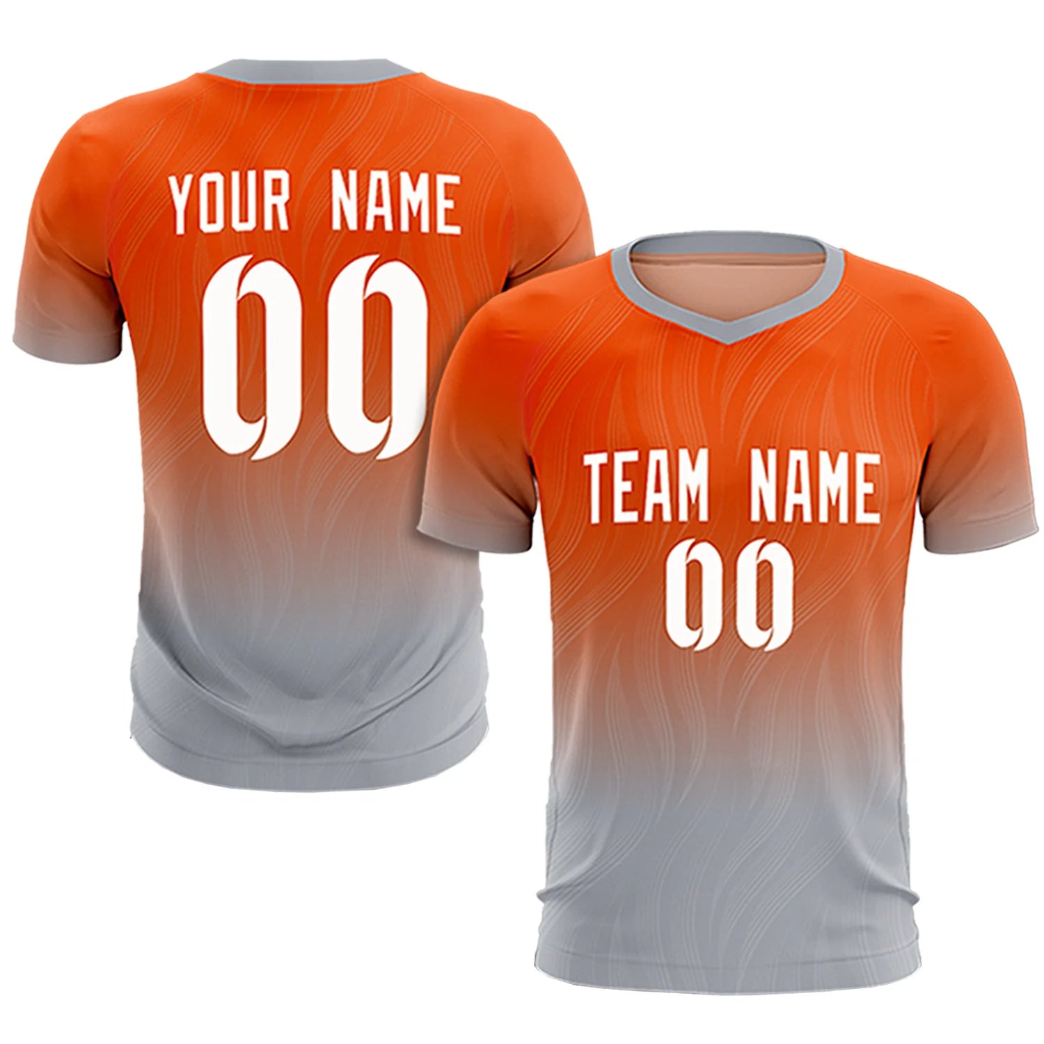 Custom Orange Gray Printing Sportswear Soccer Sets Jersey