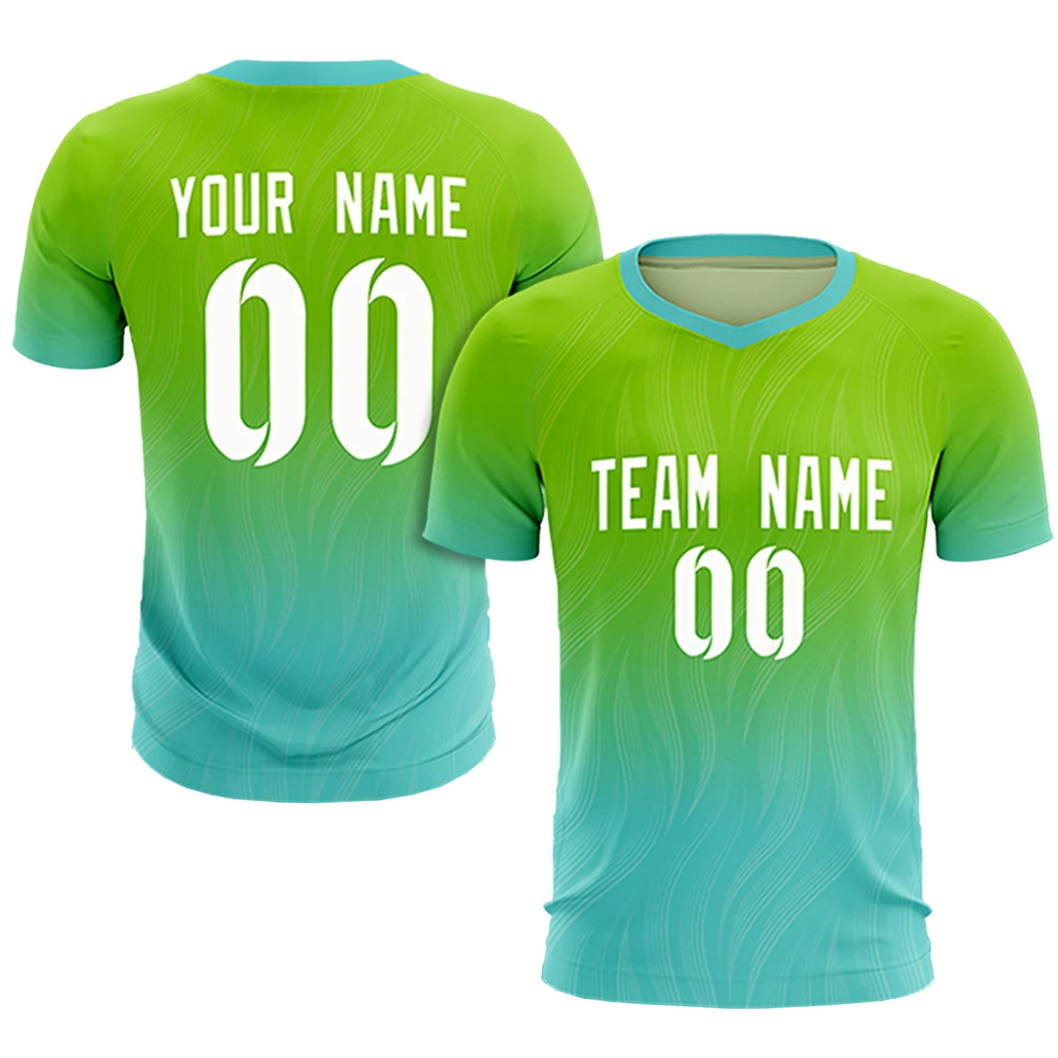 Custom Neon Green Aqua Printing Sportswear Soccer Sets Jersey
