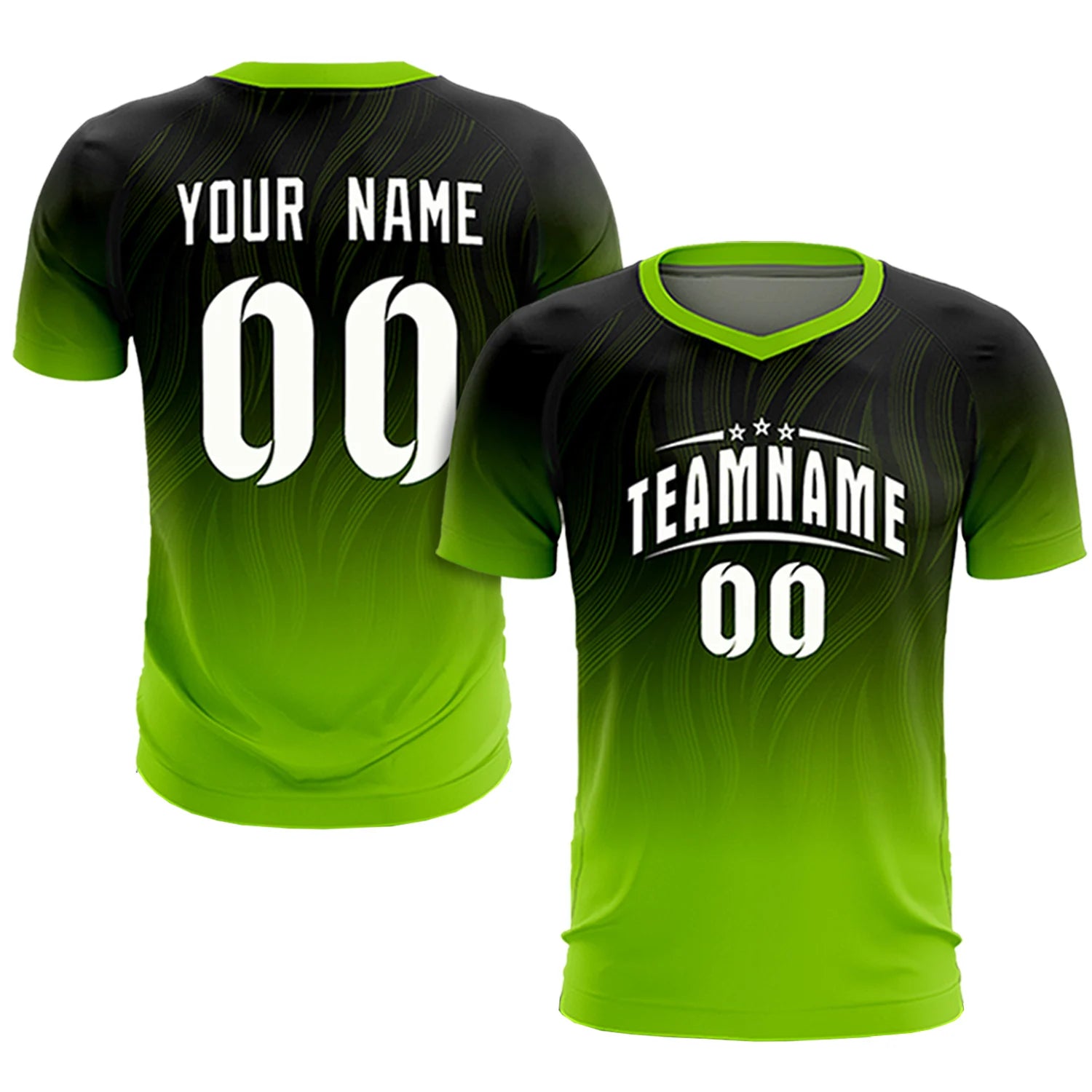 Custom Black Neon Green Printing Sportswear Soccer Sets Jersey