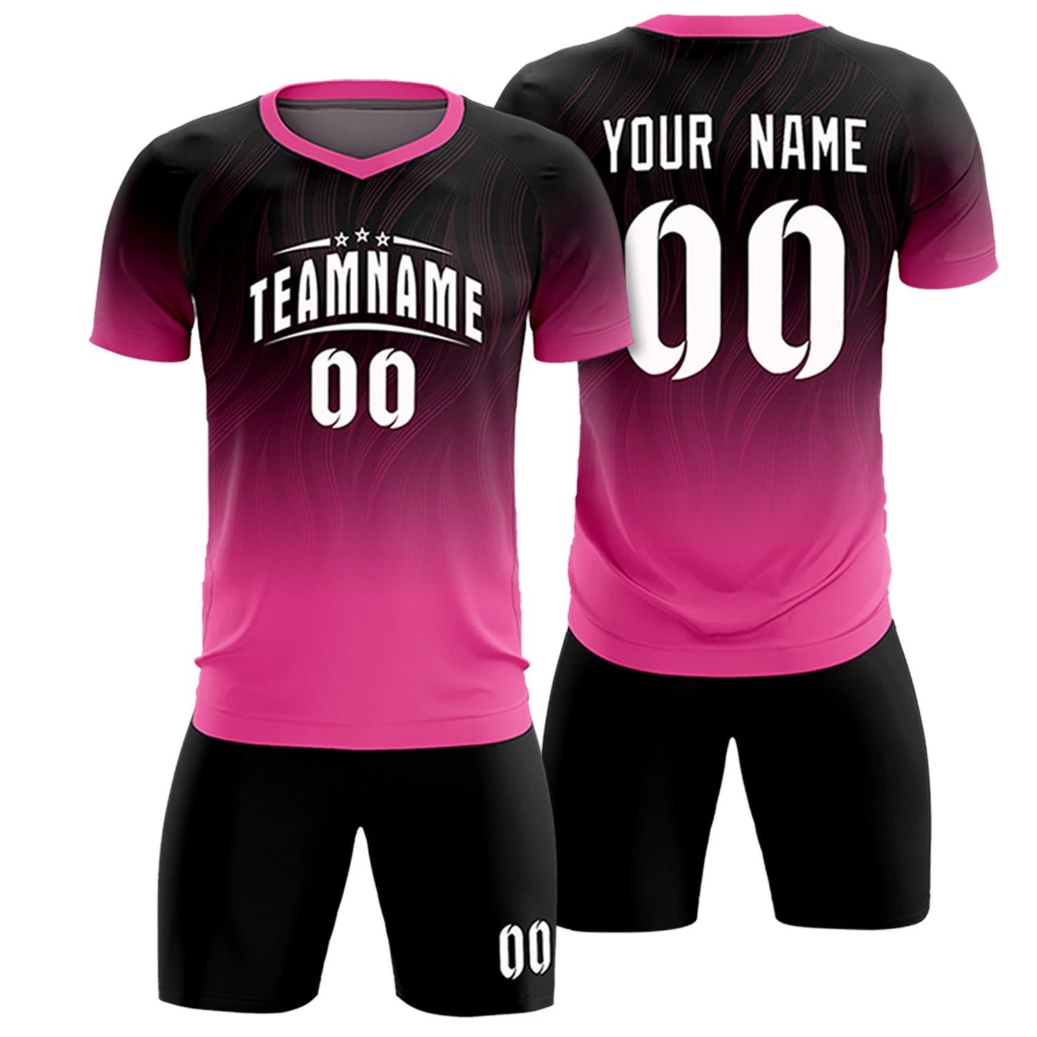 Custom Black Pink Printing Sportswear Soccer Sets Jersey