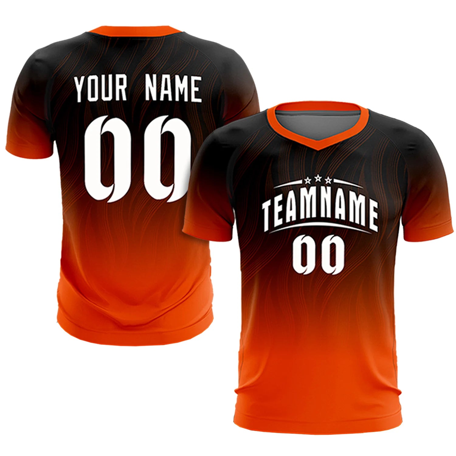 Custom Black Orange Printing Sportswear Soccer Sets Jersey