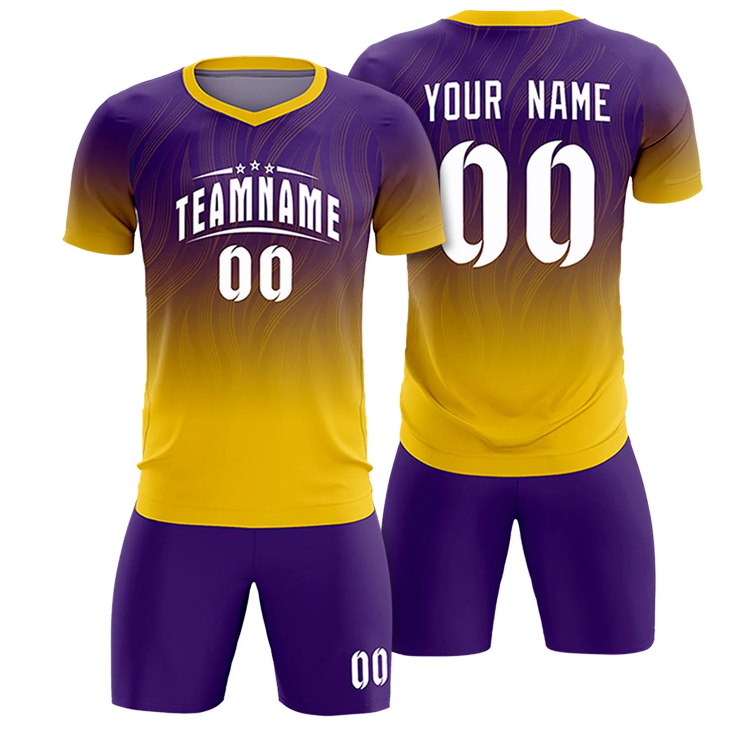 Custom Purple Gold01 Printing Sportswear Soccer Sets Jersey